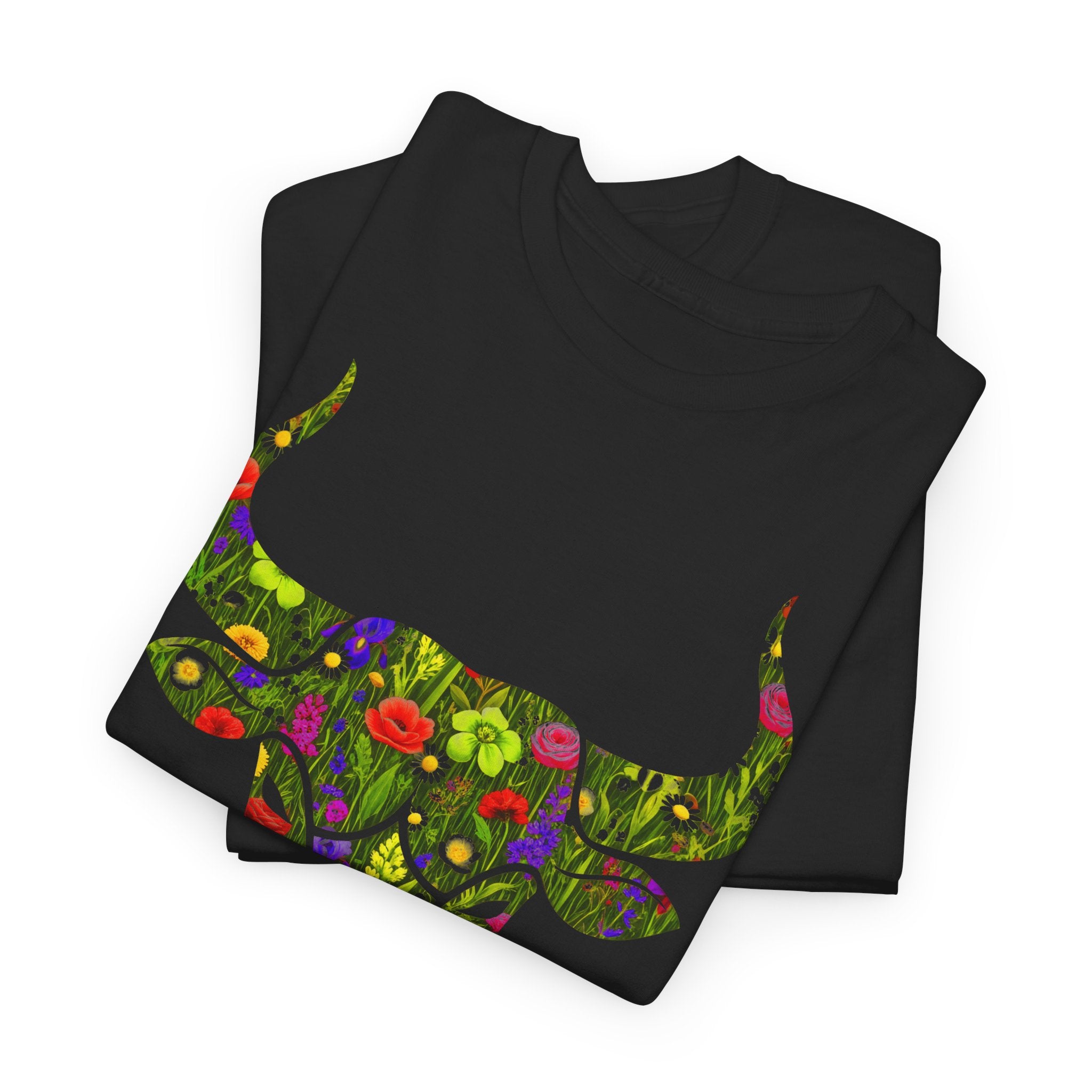 Stier: Frontprint, Unisex T-Shirt - Florales Sternzeichen Astrologie (Taurus)