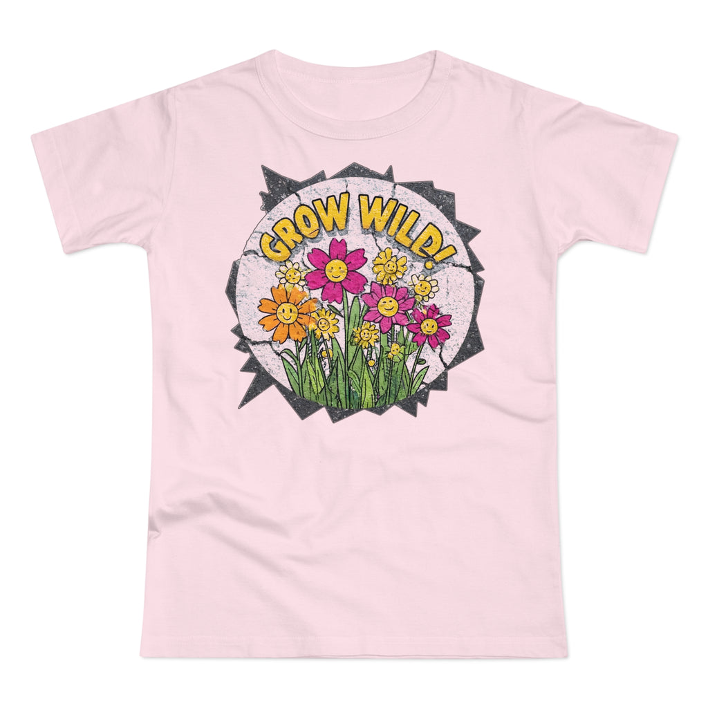 Grow Wild', Frontprint, Women's T-Shirt, Floral Tee for Garden Lovers, Spring Fashion, Eco-Friendly Gift, Nature-Inspired Apparel
