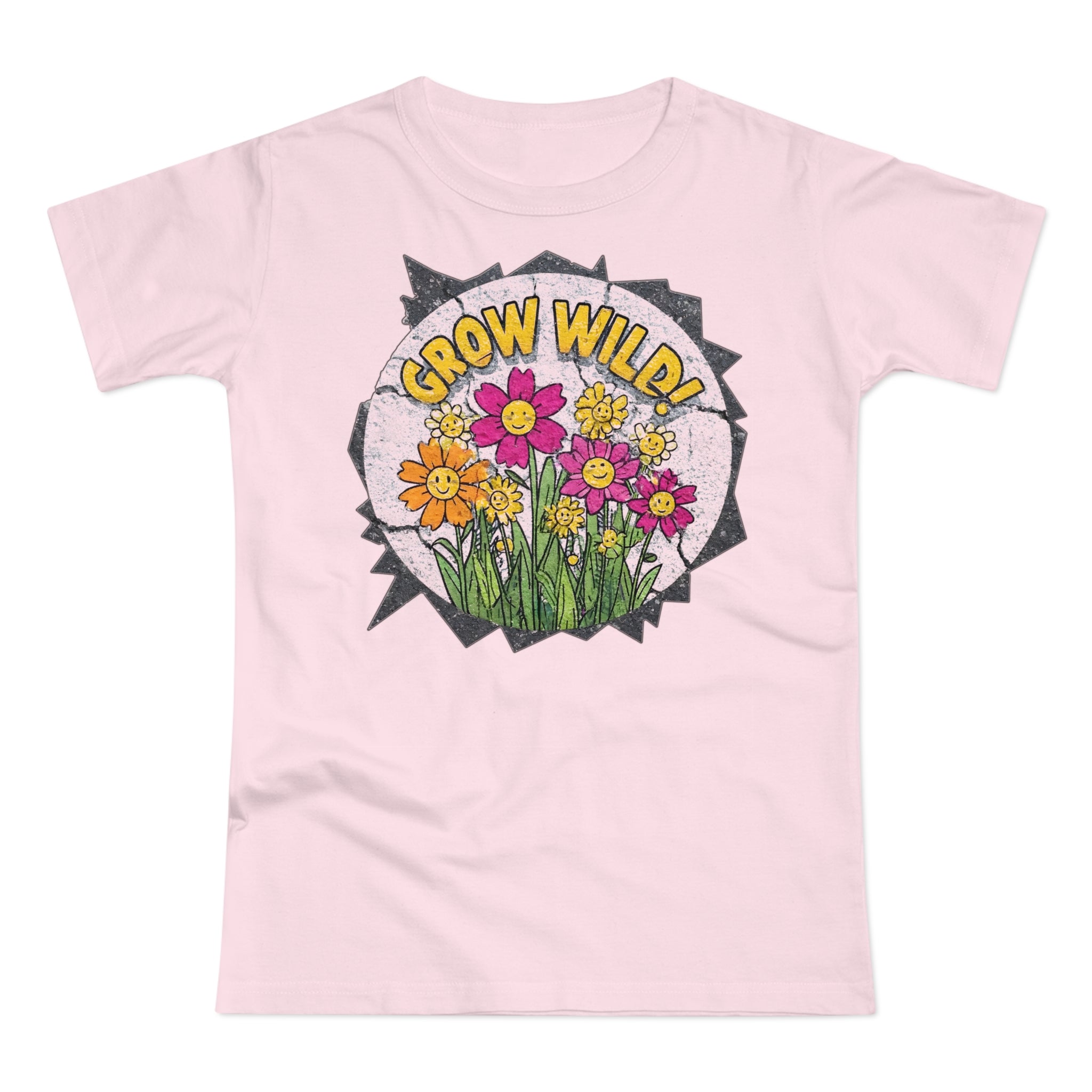 Grow Wild', Frontprint, Women's T-Shirt, Floral Tee for Garden Lovers, Spring Fashion, Eco-Friendly Gift, Nature-Inspired Apparel