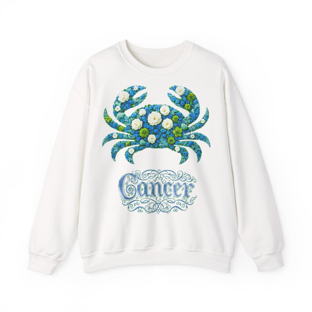 Krebs: Frontprint, Unisex Sweatshirt, florales Sternzeichen, Zodiac Astrologie (Cancer)