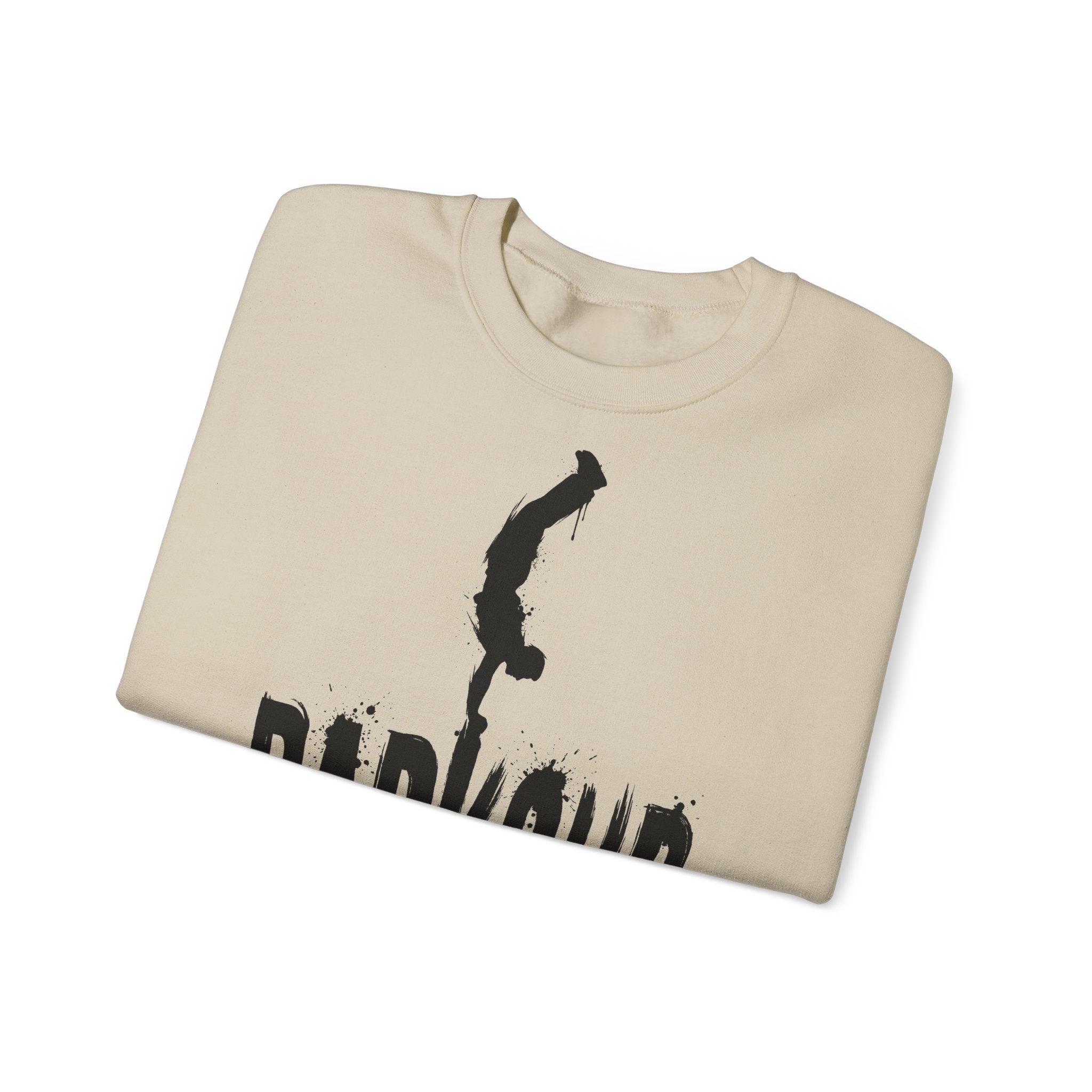Parkour 03: Frontprint, Unisex Sweatshirt - Urban Stunt Silhouette Crewneck