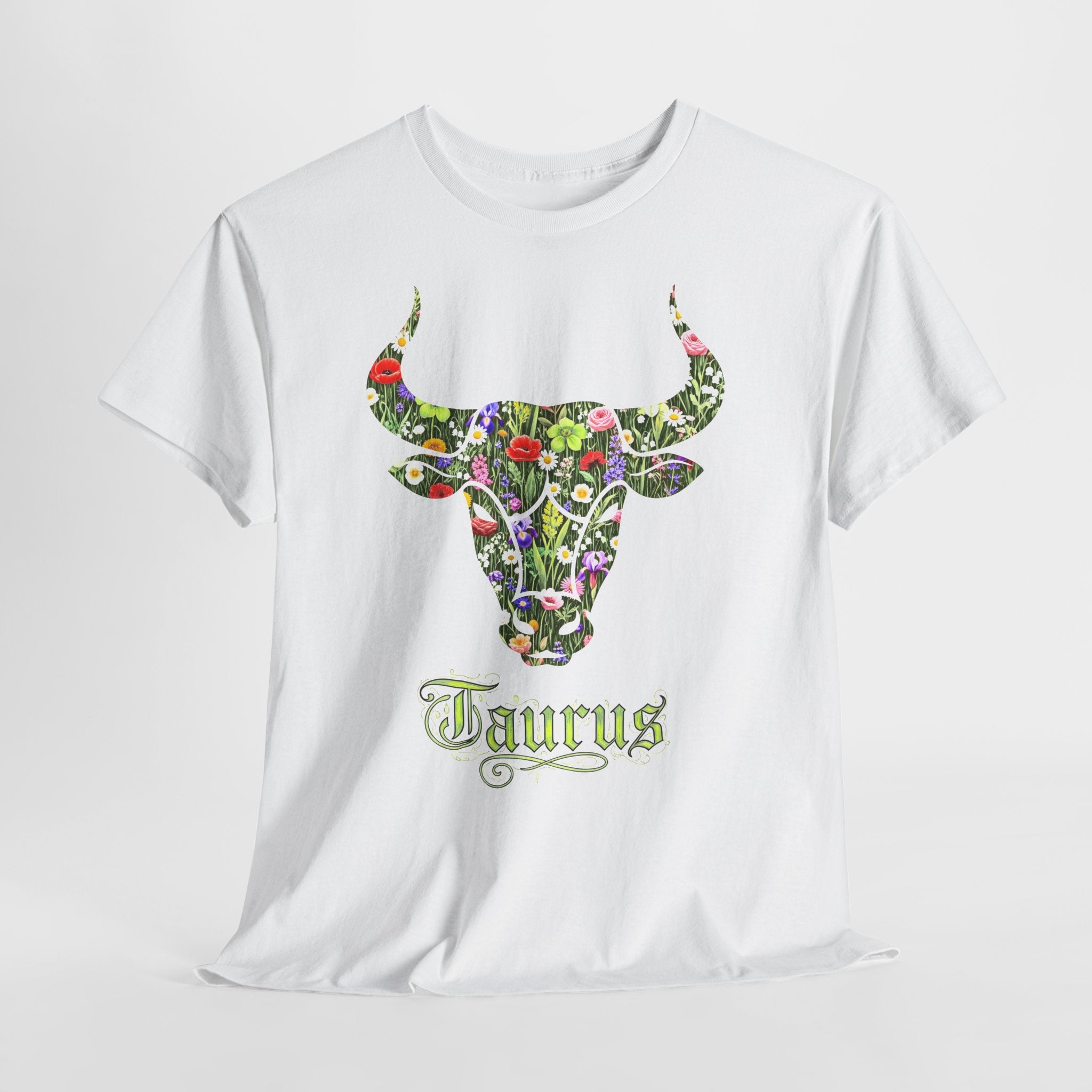 Stier: Frontprint, Unisex T-Shirt - Florales Sternzeichen Astrologie (Taurus)