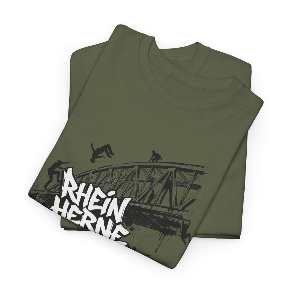 Parkour C: Frontprint, Unisex T-Shirt - Urban Stunt Silhouette Crewneck