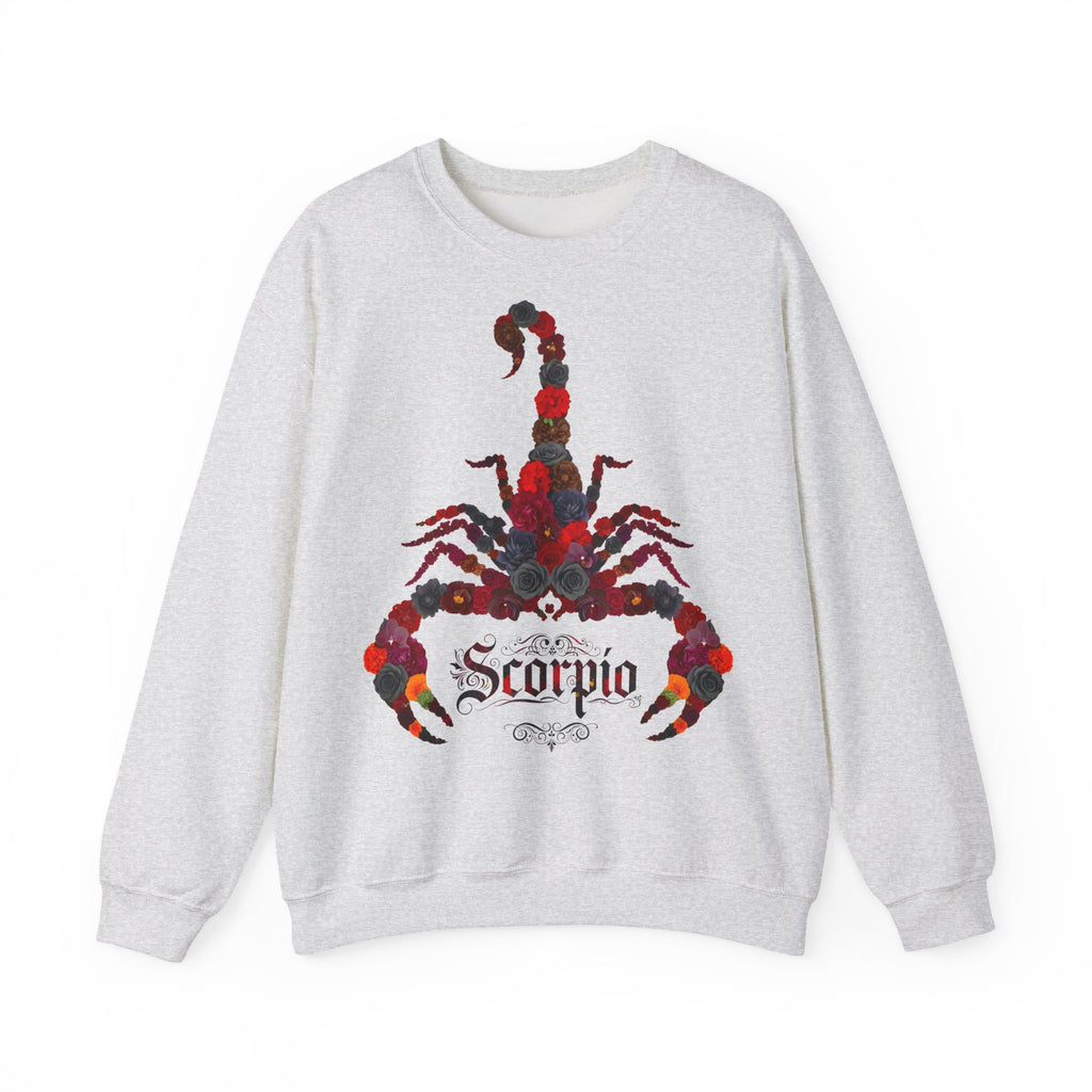 Skorpion: Frontprint, Unisex Sweatshirt, florales Sternzeichen, Zodiac Astrologie (Scorpio)