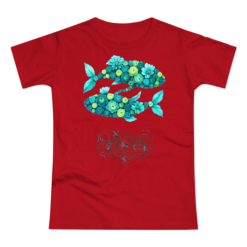 Fische: Frontprint, Womens' T-Shirt, florales Sternzeichen, Zodiac Astrologie (Pisces)