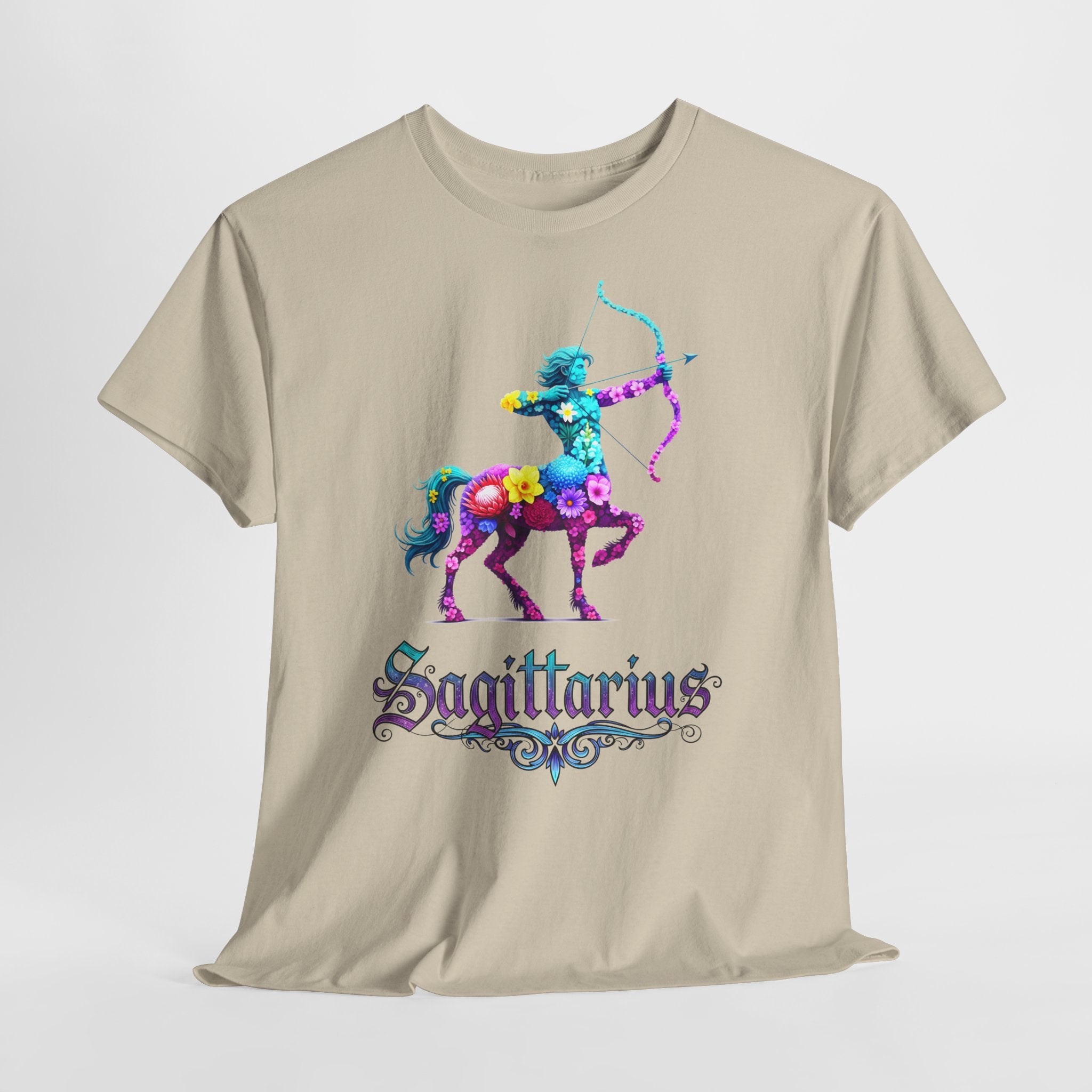 Schütze: Frontprint, Unisex T-Shirt - Florales Sternzeichen Astrologie (Sagittarius)