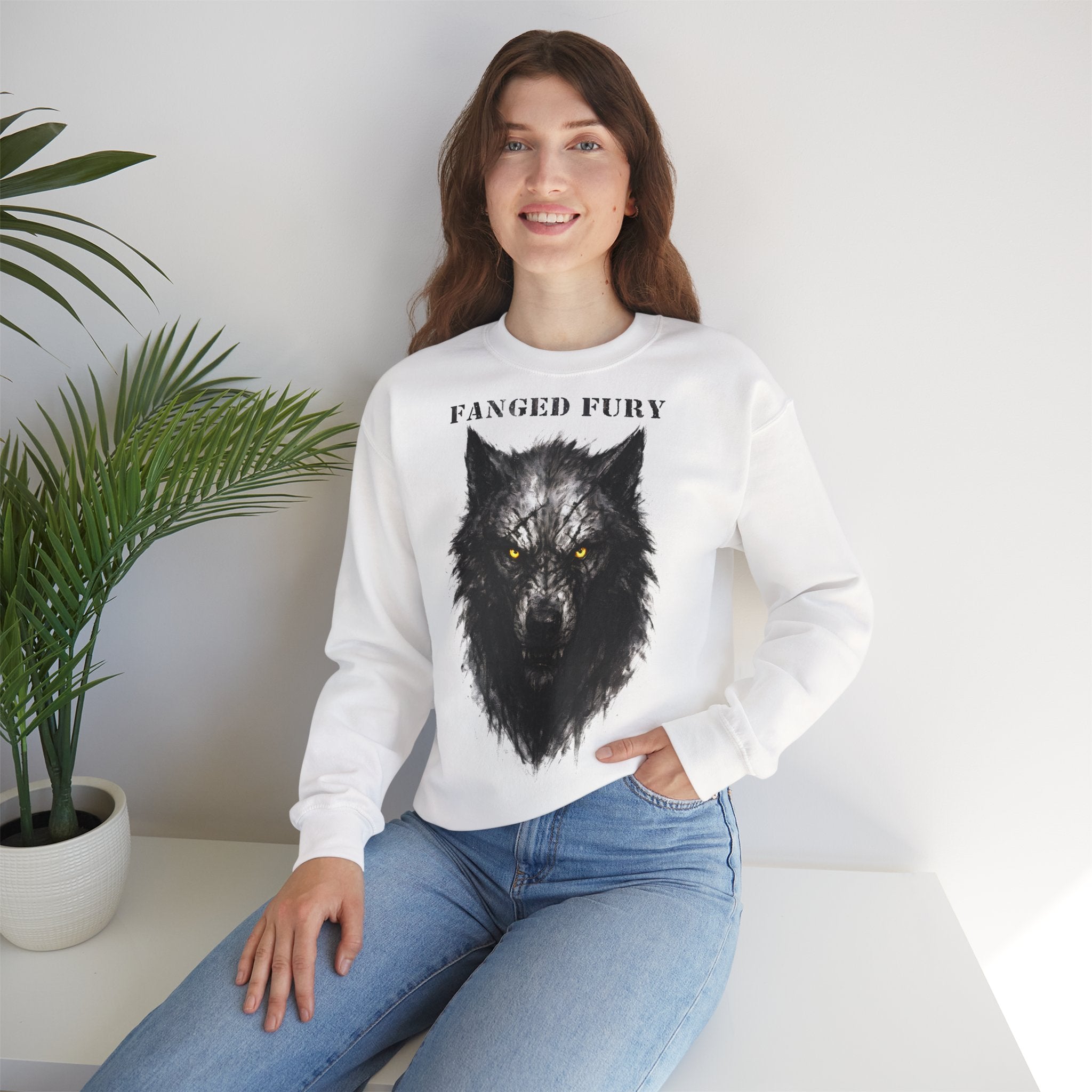 Wolf - Fanged Fury: Animals-Collection, Frontprint, Unisex Sweatshirt