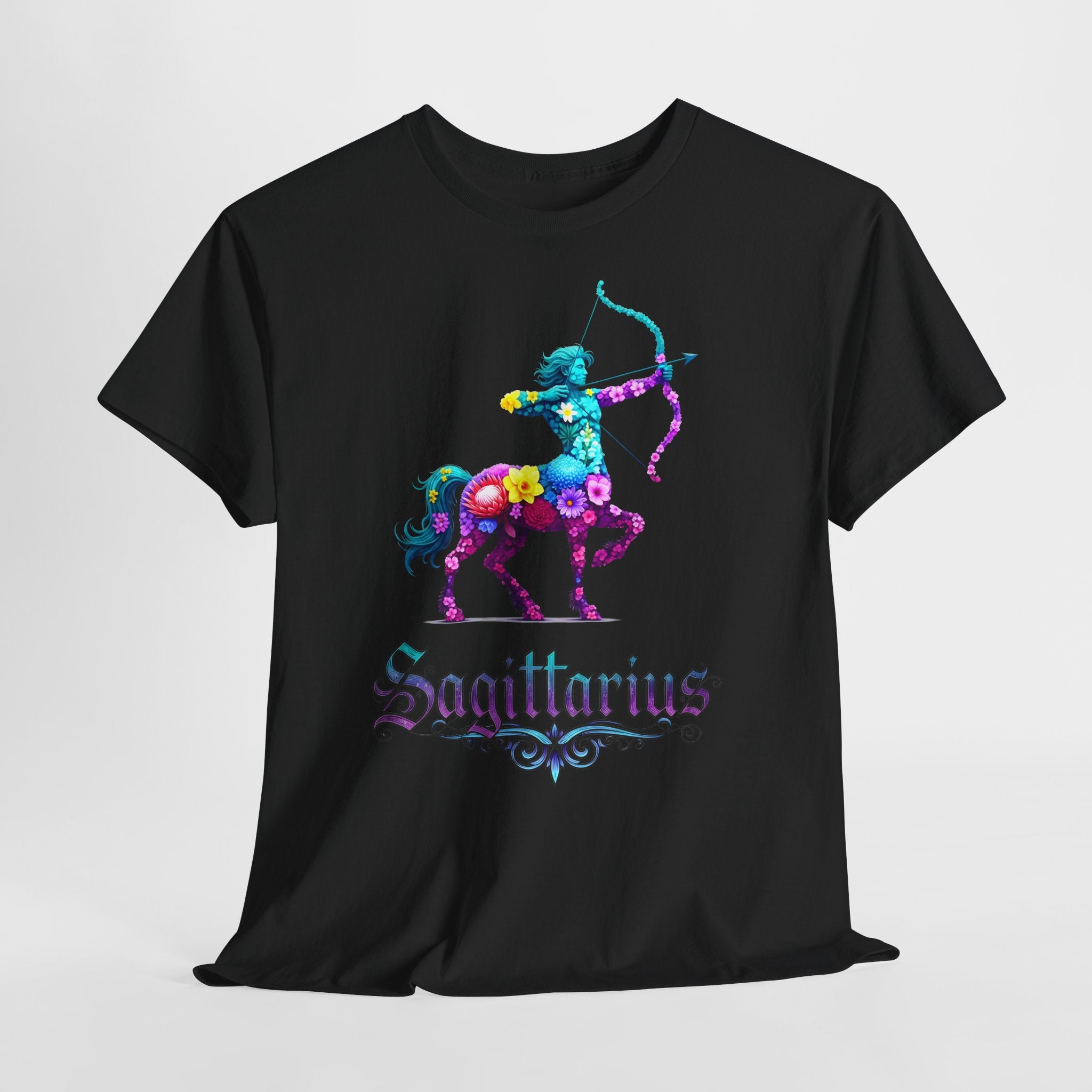 Schütze: Frontprint, Unisex T-Shirt - Florales Sternzeichen Astrologie (Sagittarius)