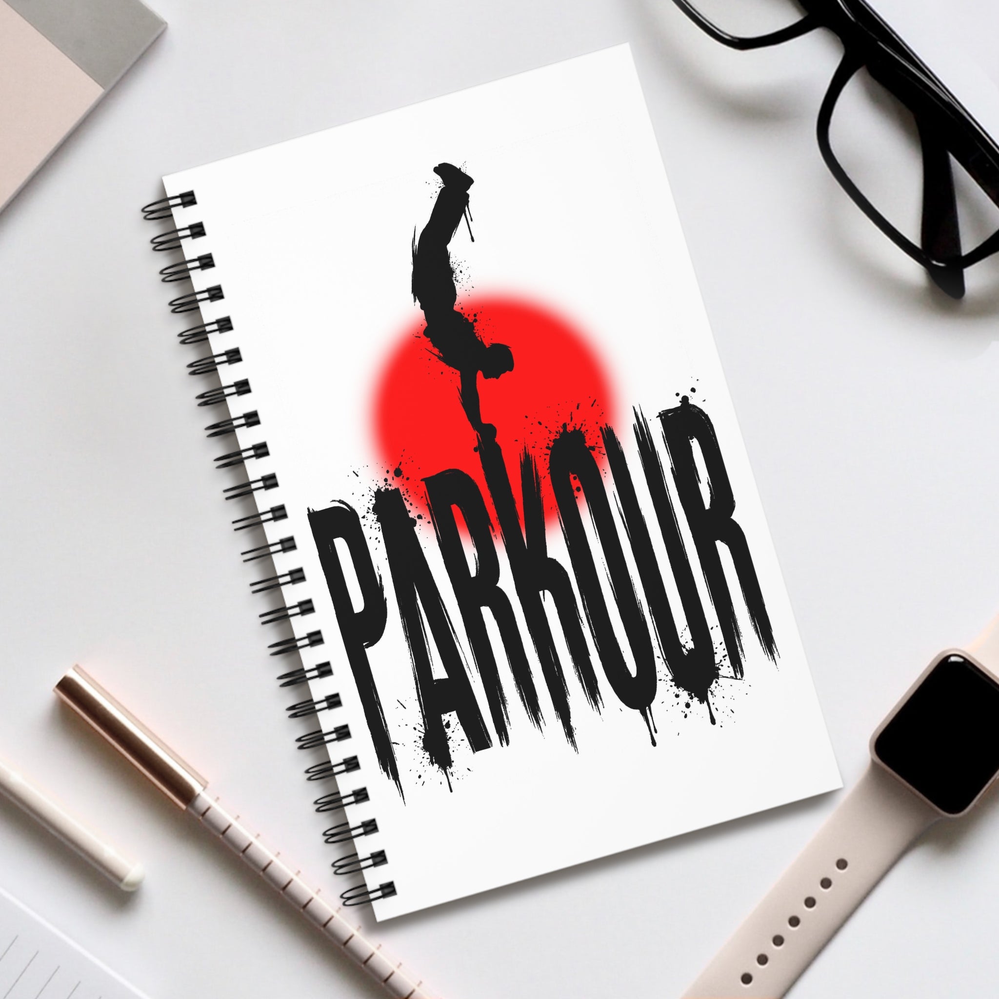 Parkour Spiralblock - Red Sun Action Notebook for Parkour Enthusiasts