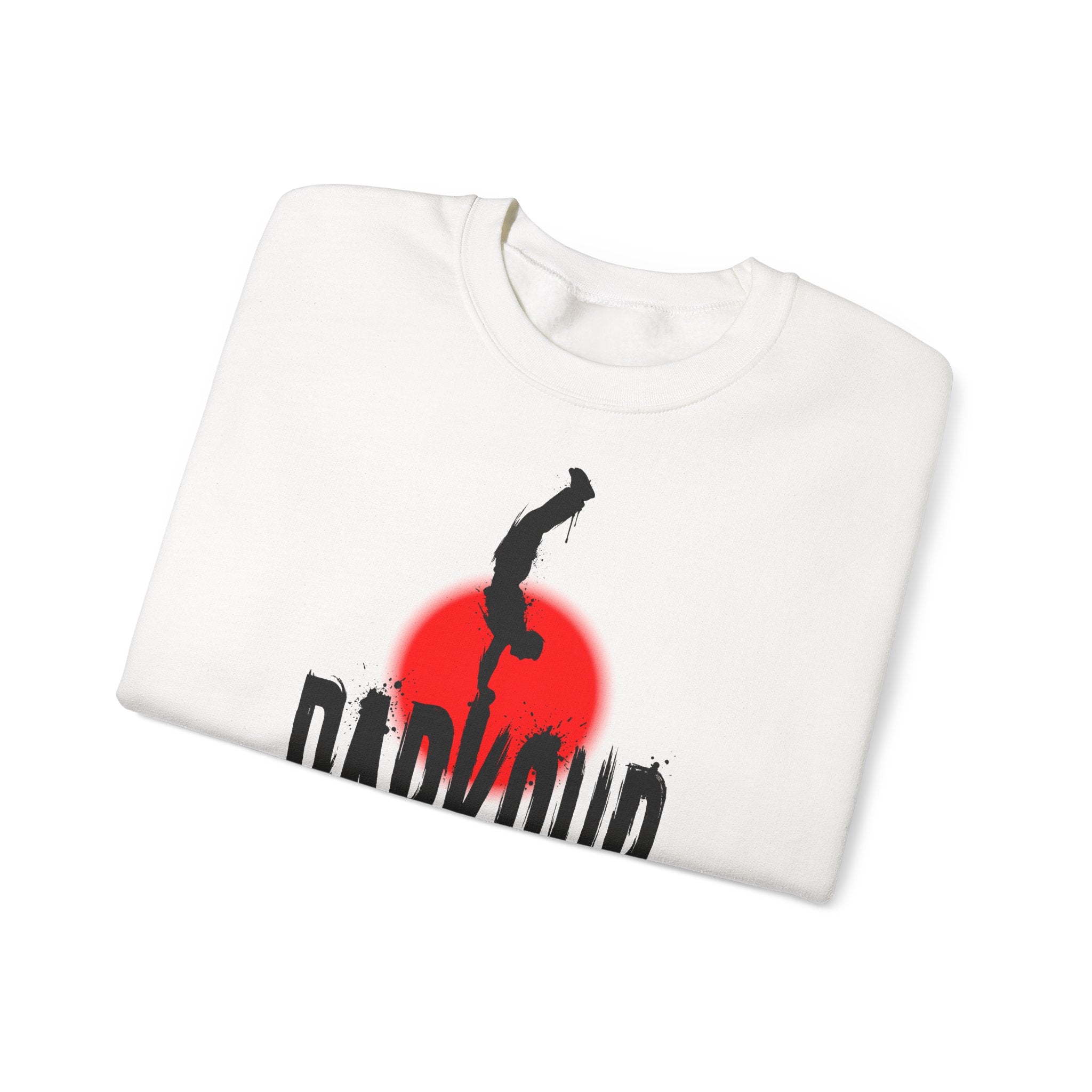 Parkour B: Frontprint, Unisex Sweatshirt - Urban Stunt Silhouette Crewneck