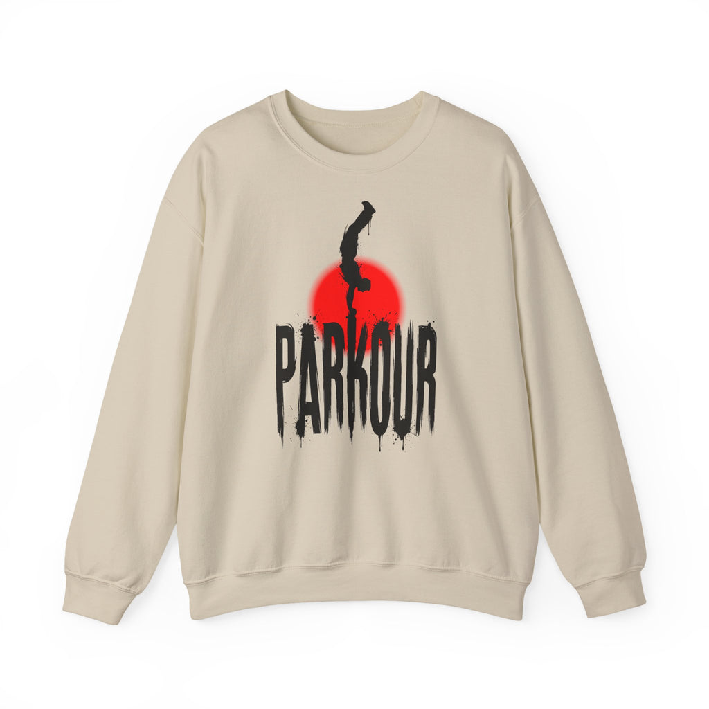 Parkour B: Frontprint, Unisex Sweatshirt - Urban Stunt Silhouette Crewneck