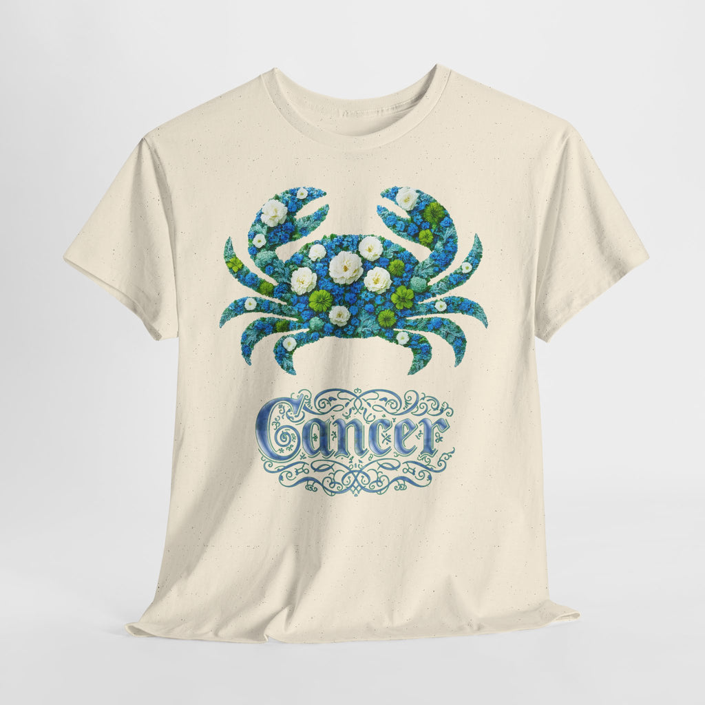 Krebs: Frontprint, Unisex T-Shirt - Florales Sternzeichen Astrologie (Cancer)