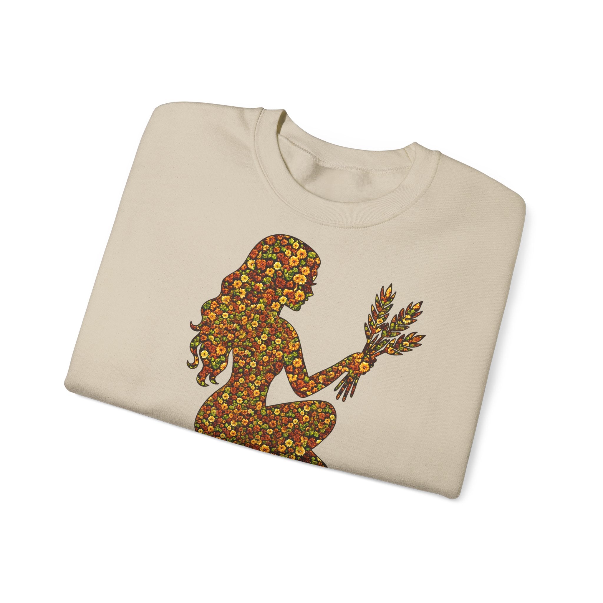 Jungfrau: Frontprint, Unisex Sweatshirt, florales Sternzeichen, Zodiac Astrologie (Virgo)