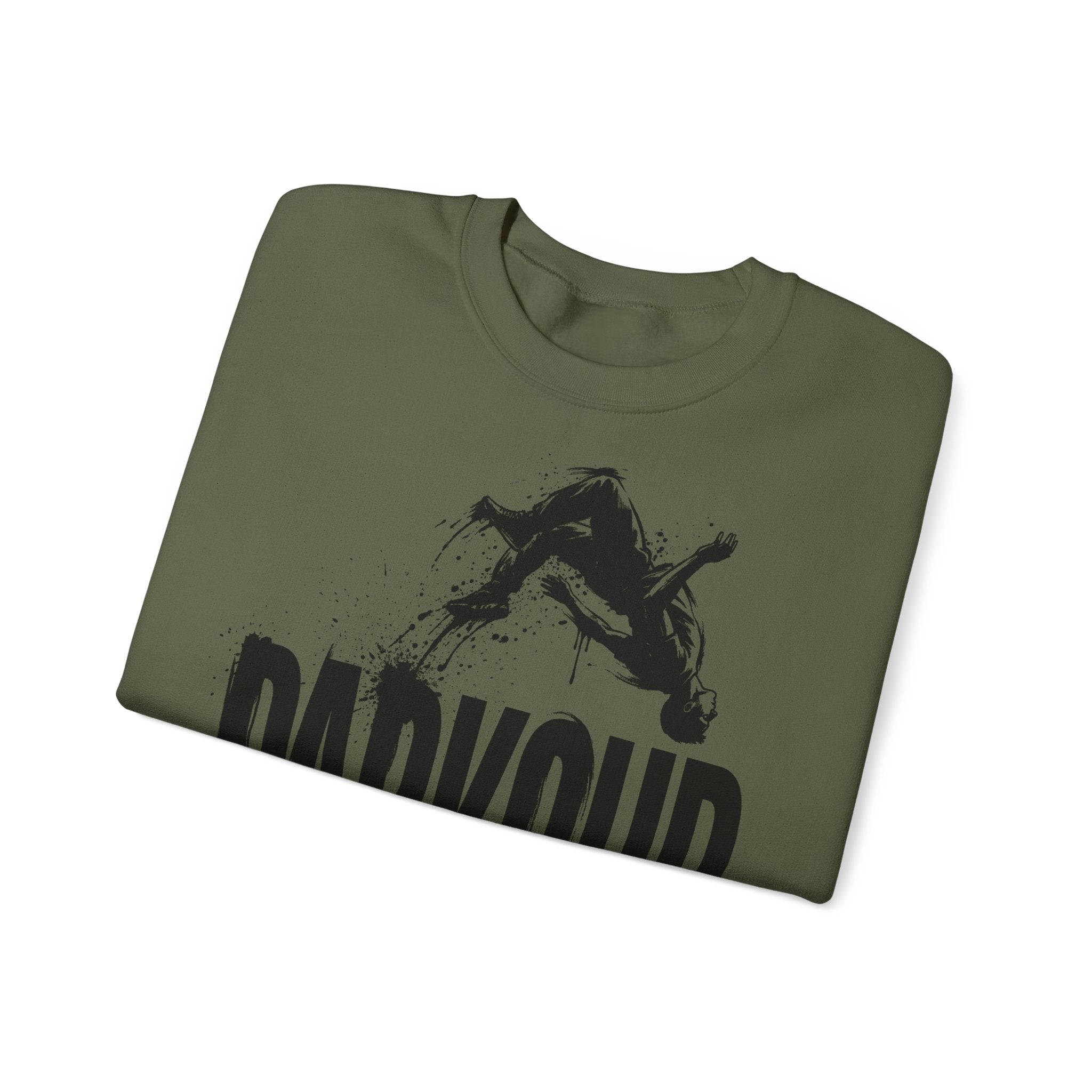 Parkour 06: Frontprint, Unisex Sweatshirt - Urban Stunt Silhouette Crewneck