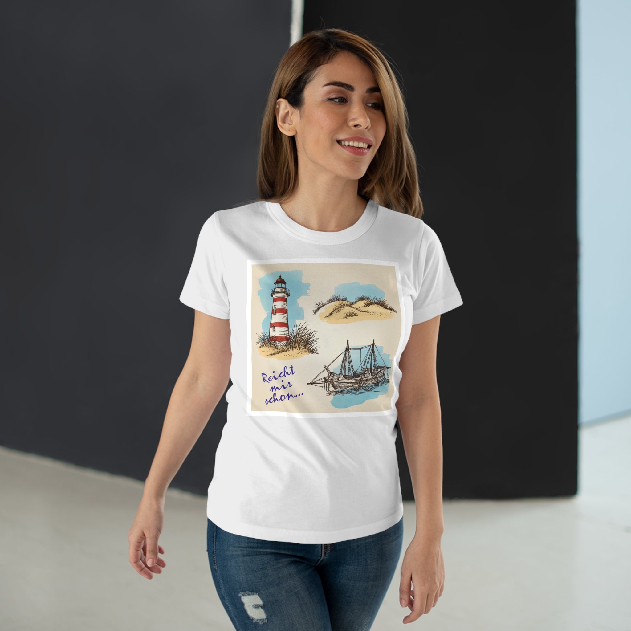 Lighthouse Bliss. Frontprint, Women's T-Shirt, Nautical Tee, Summer Fashion, Beach Vibe, Gift for Ocean Lovers