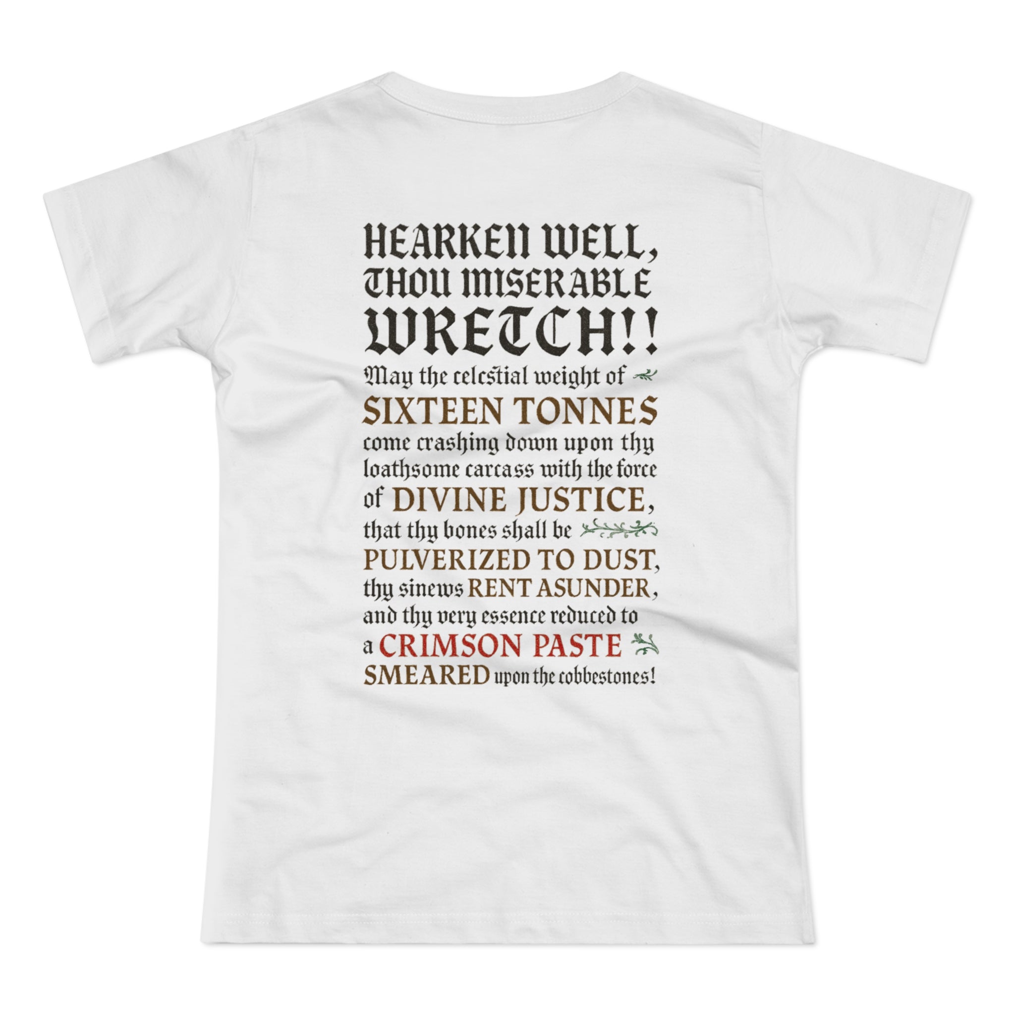 16 tons Divine Justice: Front-/Backprint, Womens' T-Shirt