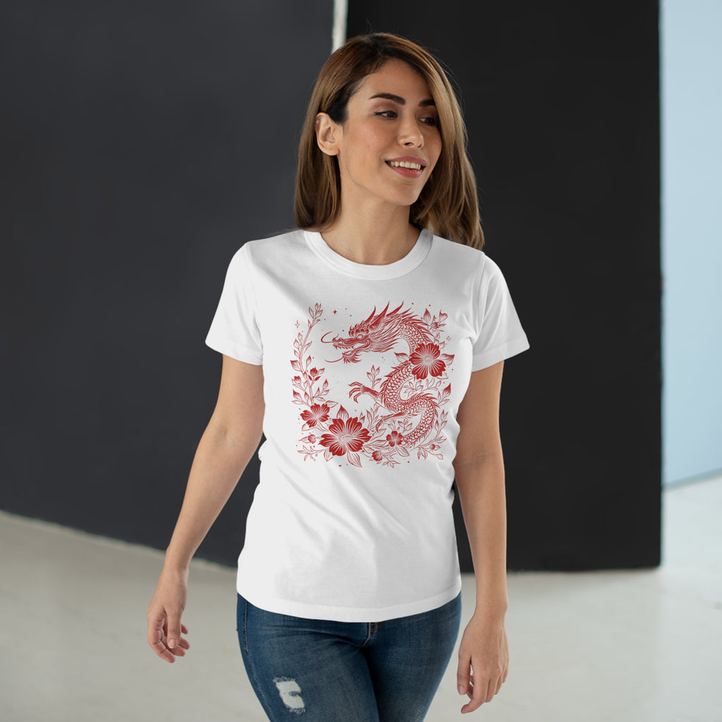 Floral Dragon - Japanese Tattoo-Style, Frontprint, Womens' T-Shirt
