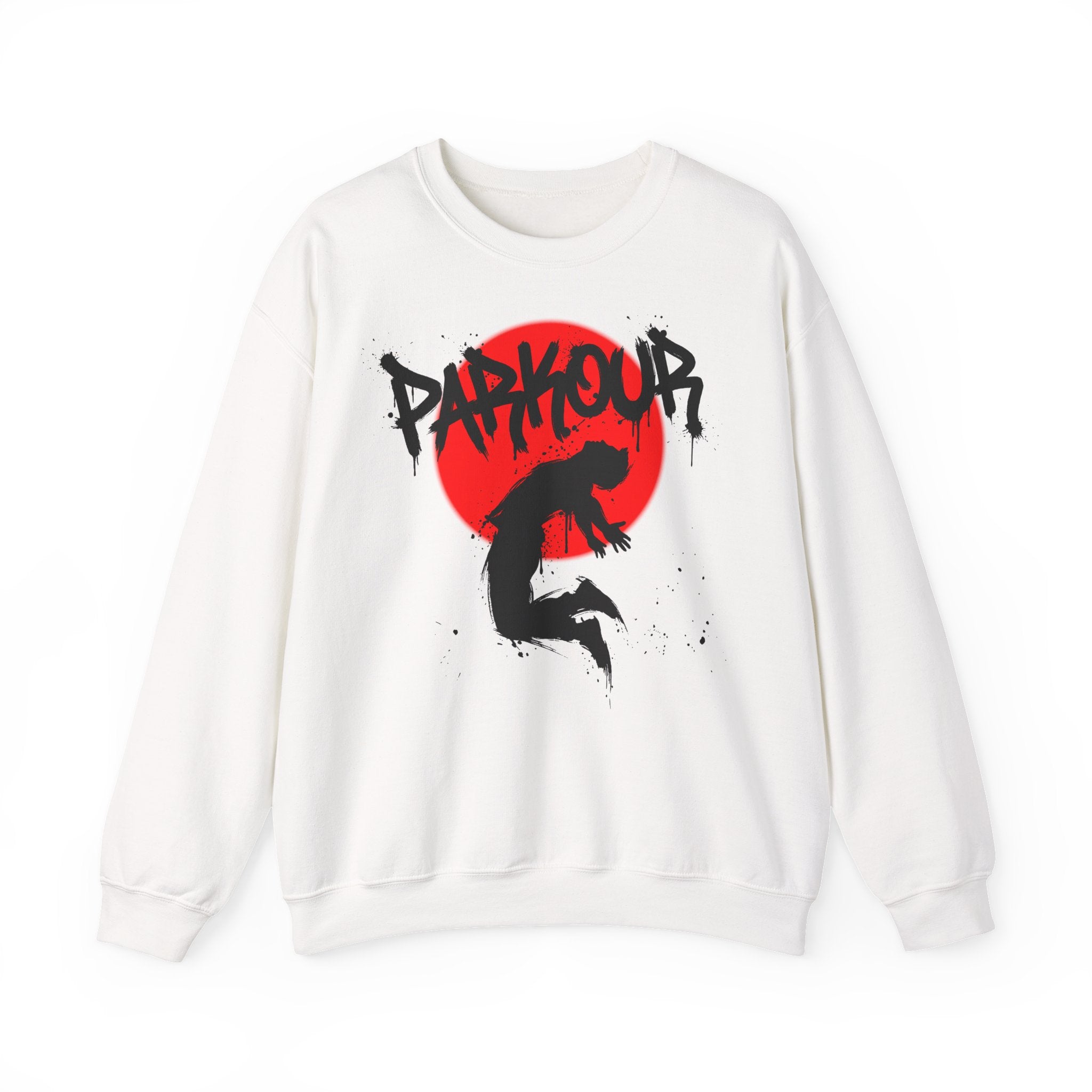 Parkour A: Frontprint, Unisex Sweatshirt - Urban Stunt Silhouette Crewneck