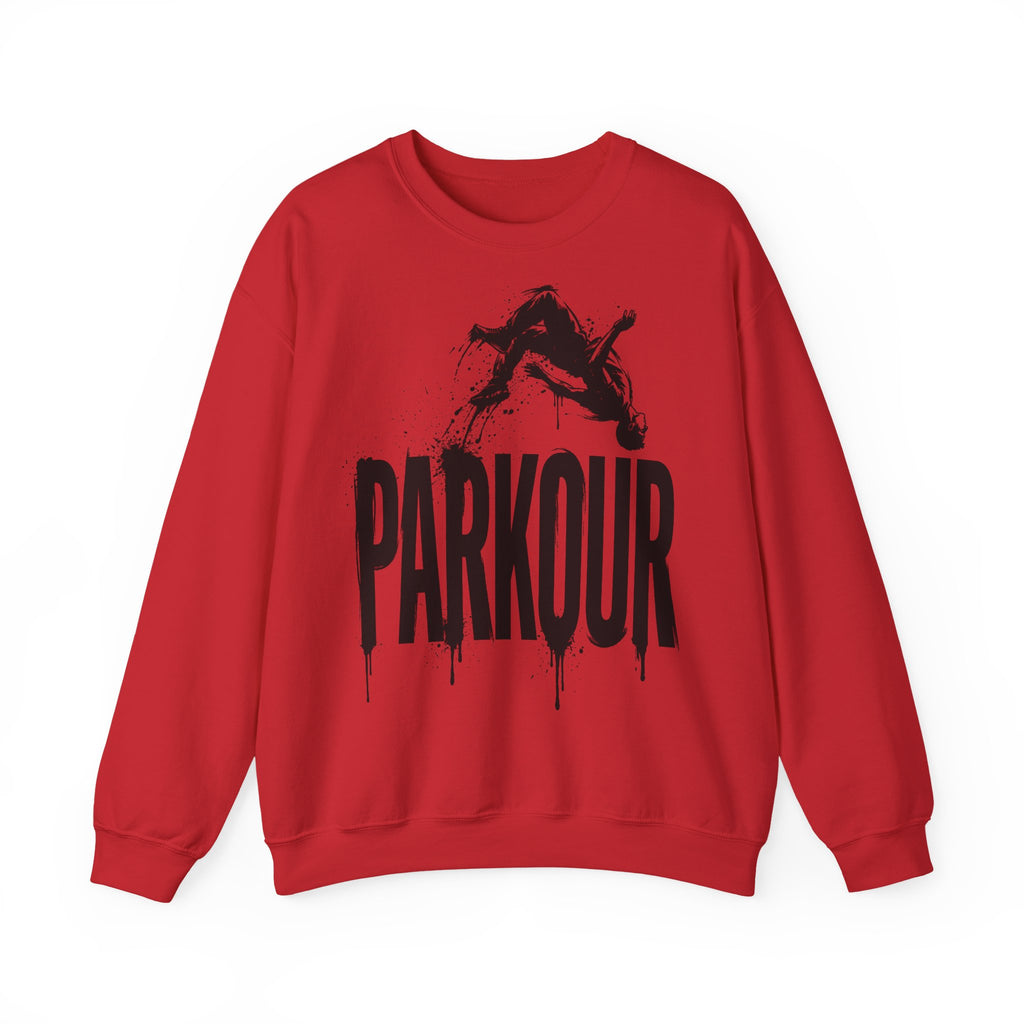 Parkour 06: Frontprint, Unisex Sweatshirt - Urban Stunt Silhouette Crewneck