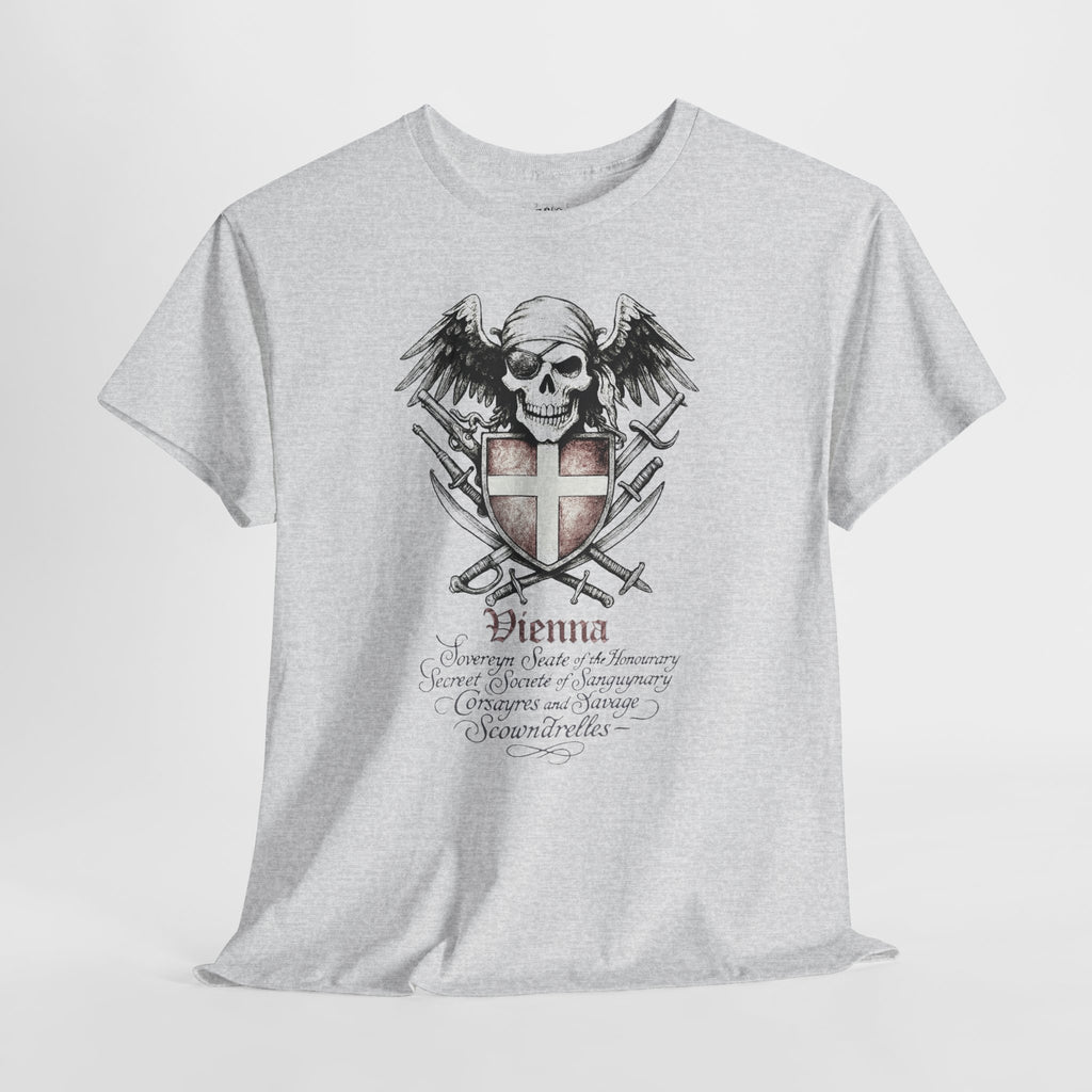 Grimwater Edition - Vienna, the sinister old headquarter of the Secret Society of bloodthirsty Pirates, Skull and Sword Gothic T-shirt