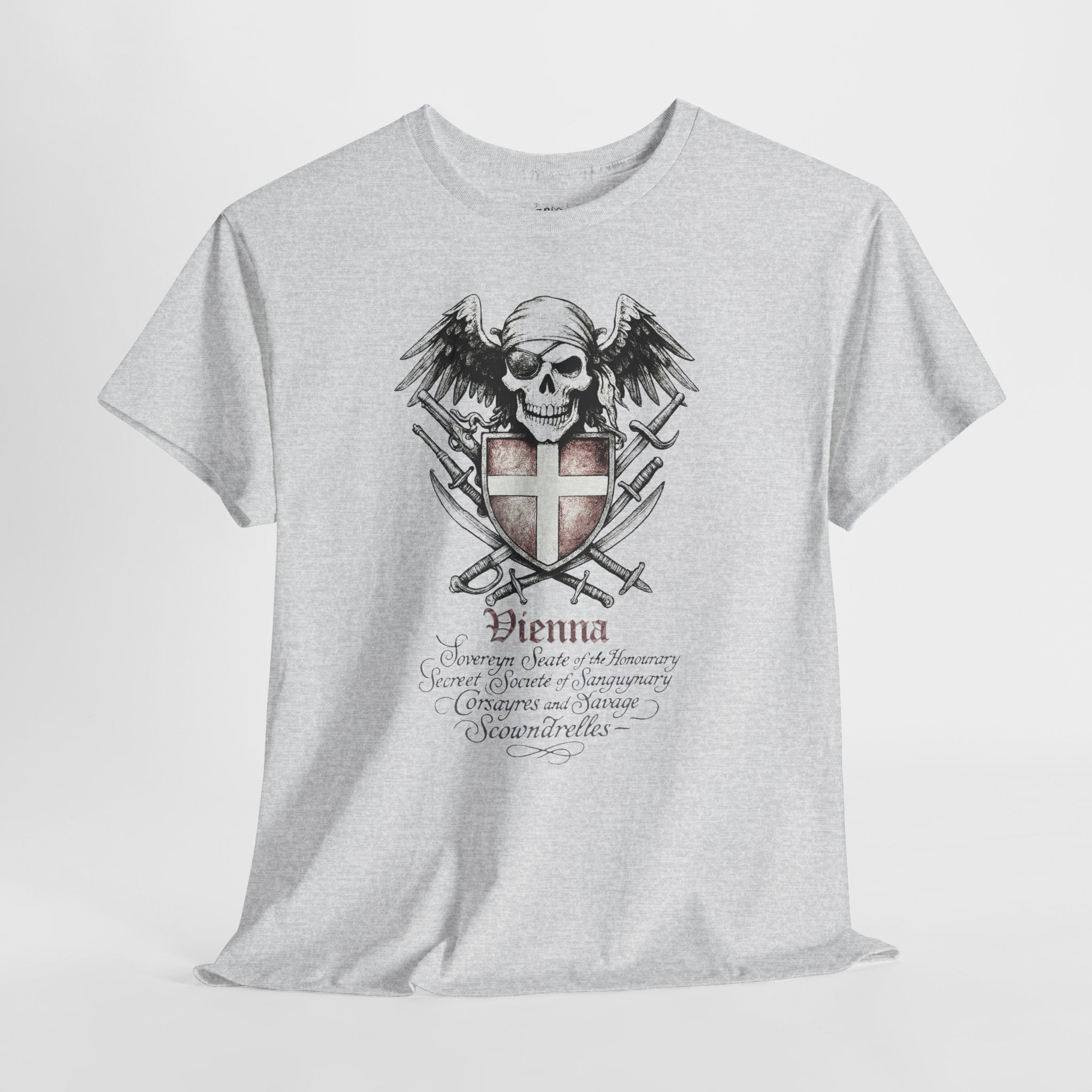 Grimwater Edition - Vienna, the sinister old headquarter of the Secret Society of bloodthirsty Pirates, Skull and Sword Gothic T-shirt