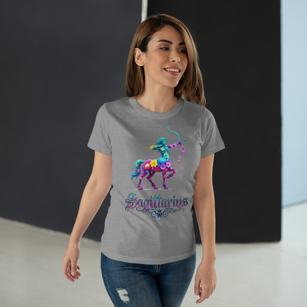 Schütze: Frontprint, Womens' T-Shirt, florales Sternzeichen, Zodiac Astrologie (Sagittarius)