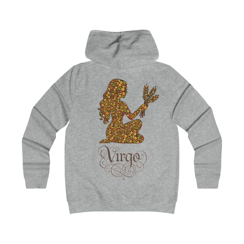Jungfrau: Backprint, Womens' Hoodie - florales Sternzeichen, Zodiac (Virgo)
