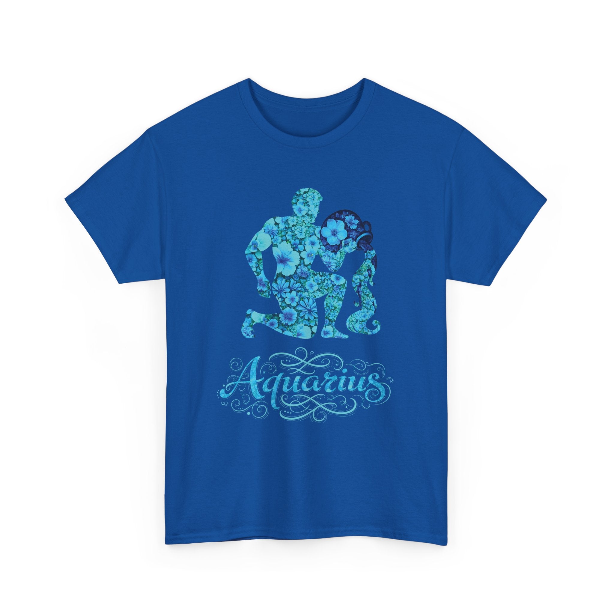Aquarius Floral Zodiac Unisex Heavy Cotton Tee, Astrology Shirt, Horoscope Gift, Birthday Tee, Unique Astrology Apparel