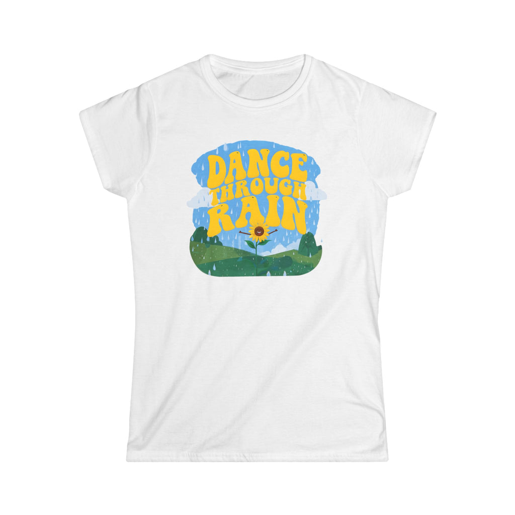 Dance Through Rain - Women's Tee - Gift for Nature Lovers, Inspirational T-Shirt, Motivational Apparel for Rainy Days, Comfy Casual Wear