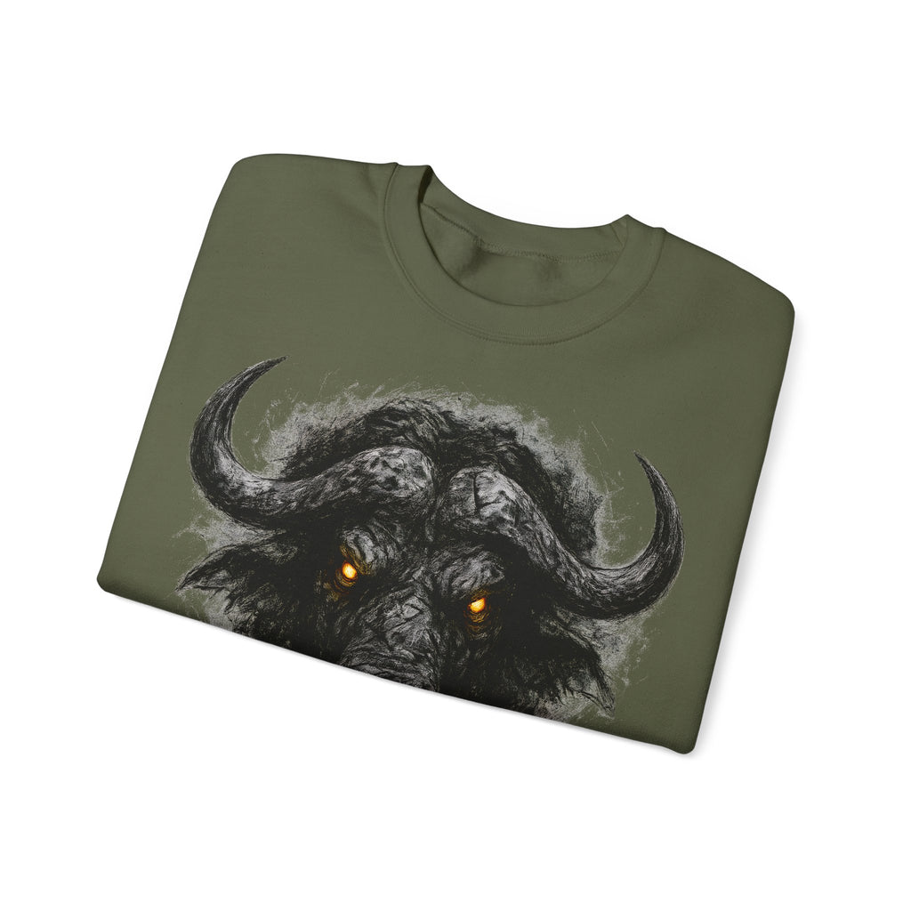 Büffel: Animals-Collection, Frontprint, Unisex Sweatshirt, Buffalo Spirit