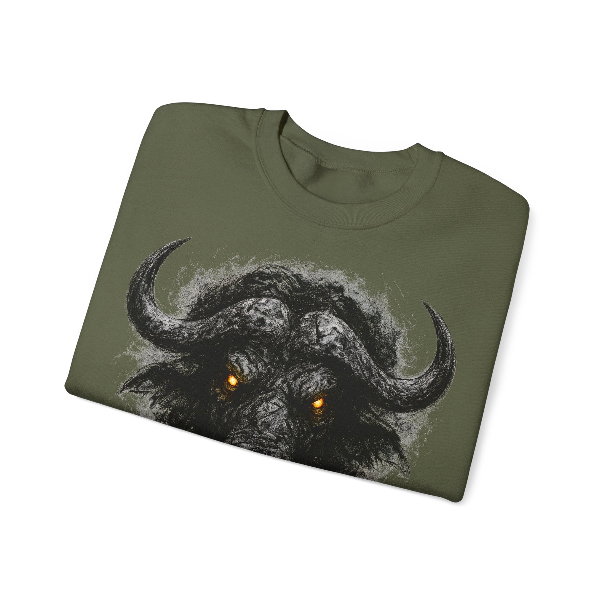 Büffel: Animals-Collection, Frontprint, Unisex Sweatshirt, Buffalo Spirit