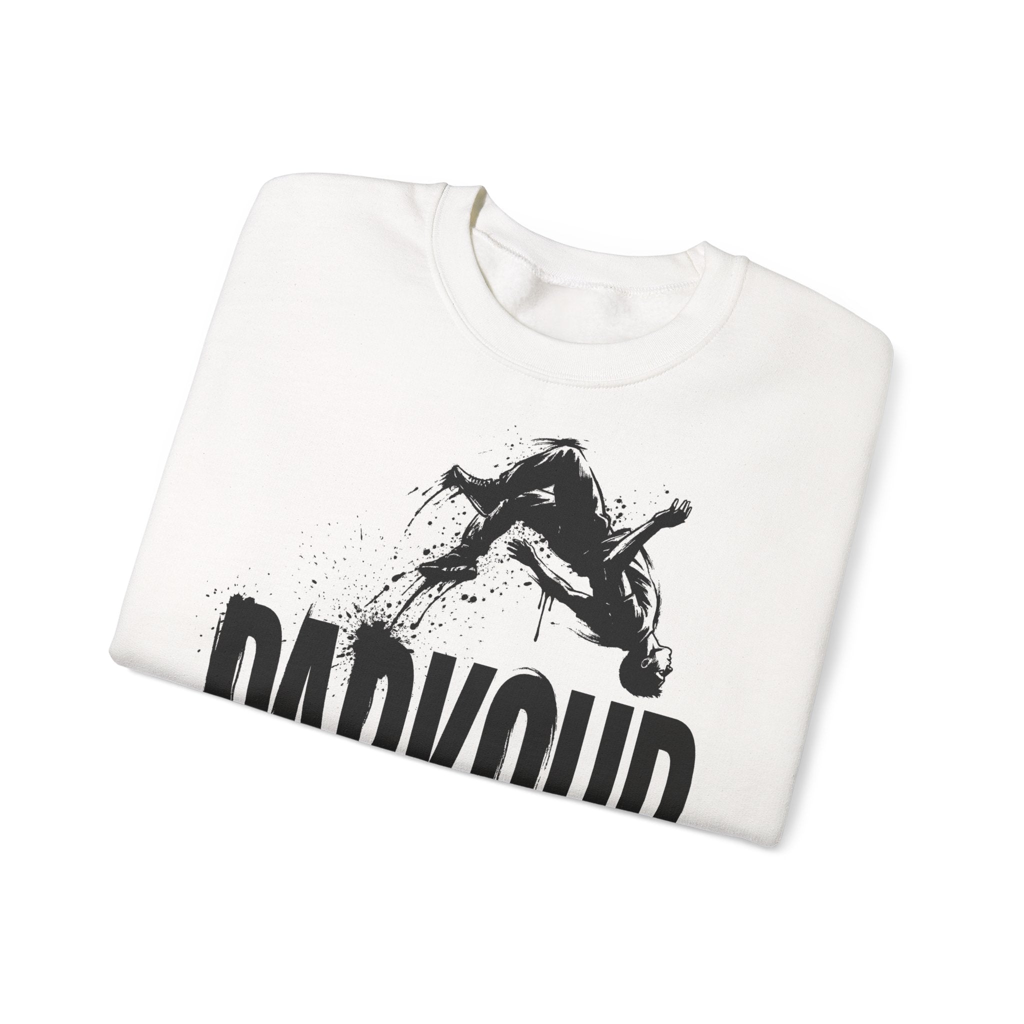 Parkour 06: Frontprint, Unisex Sweatshirt - Urban Stunt Silhouette Crewneck