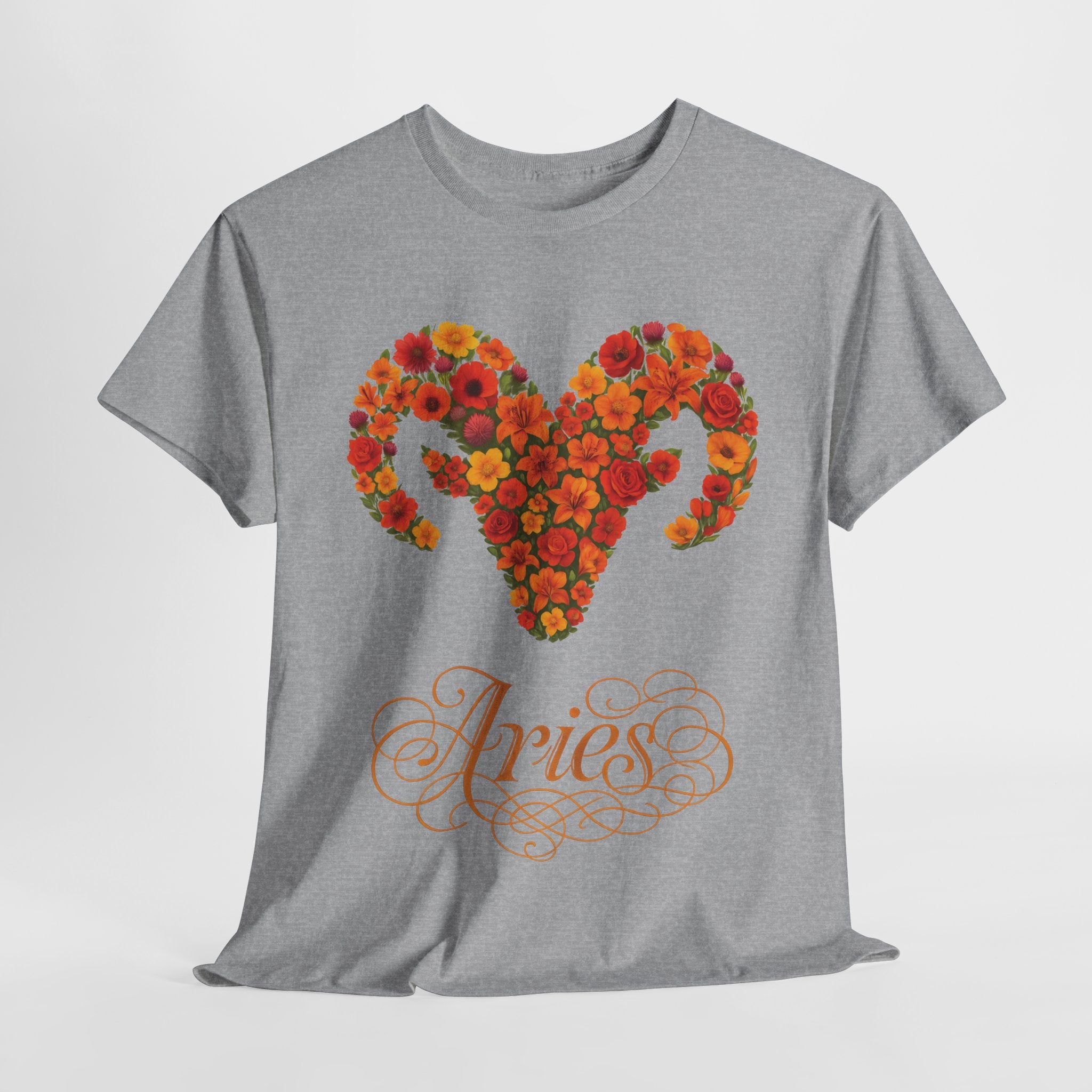 Aries Floral Zodiac Tee, Astrology Gift, Unisex Cotton T-Shirt, Horoscope Apparel, Birthday Gift, Celestial Fashion
