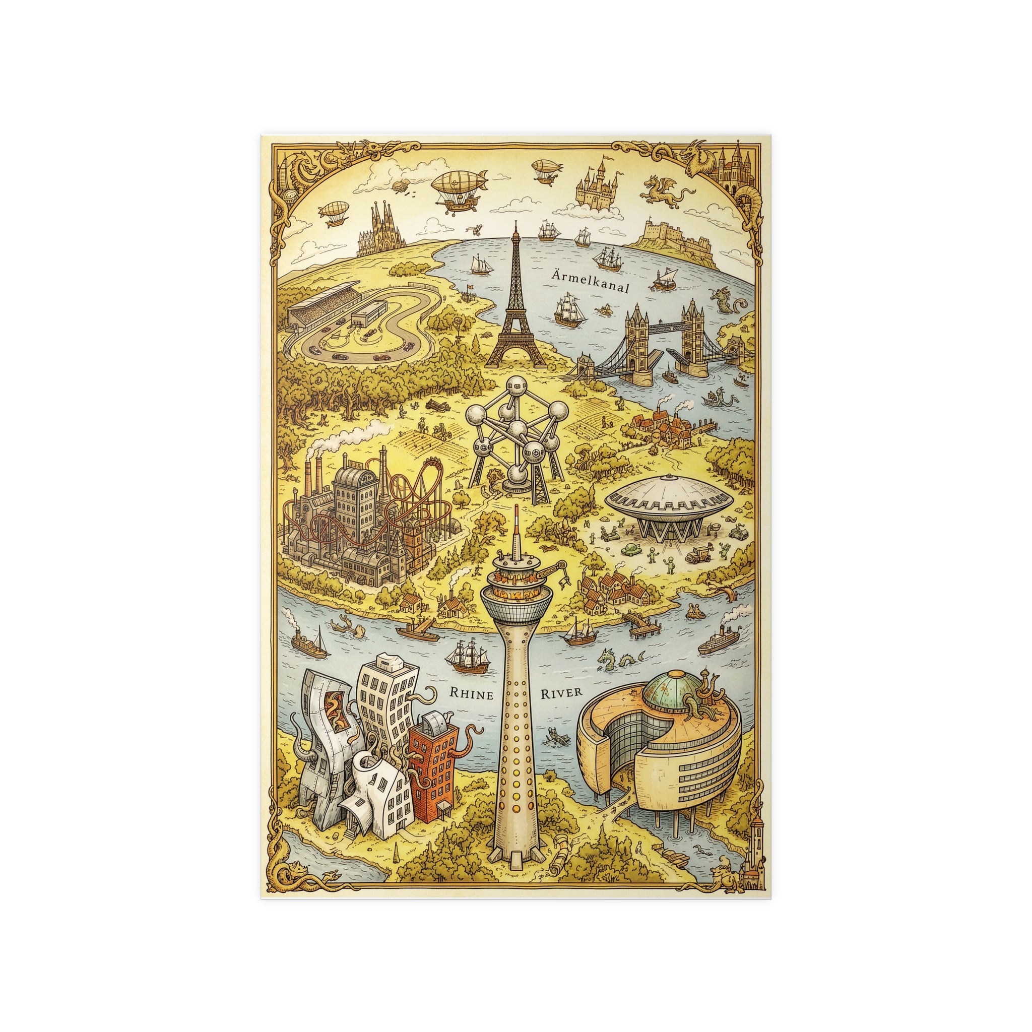 Poster 60 x 90: Düsseldorf (Vintage Fantasy Collection)