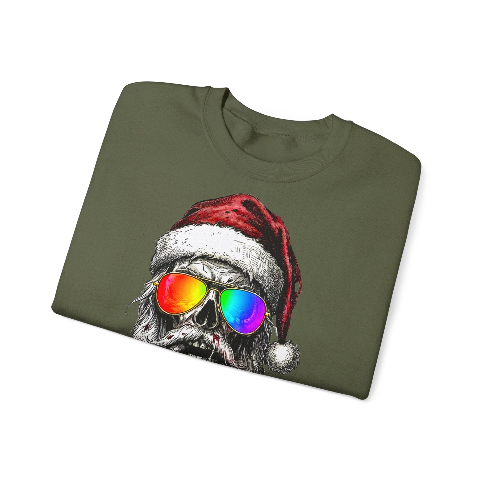 Pilot-Santa: Frontprint, Unisex Sweatshirt Retro Sunglasses Christmas Sweater