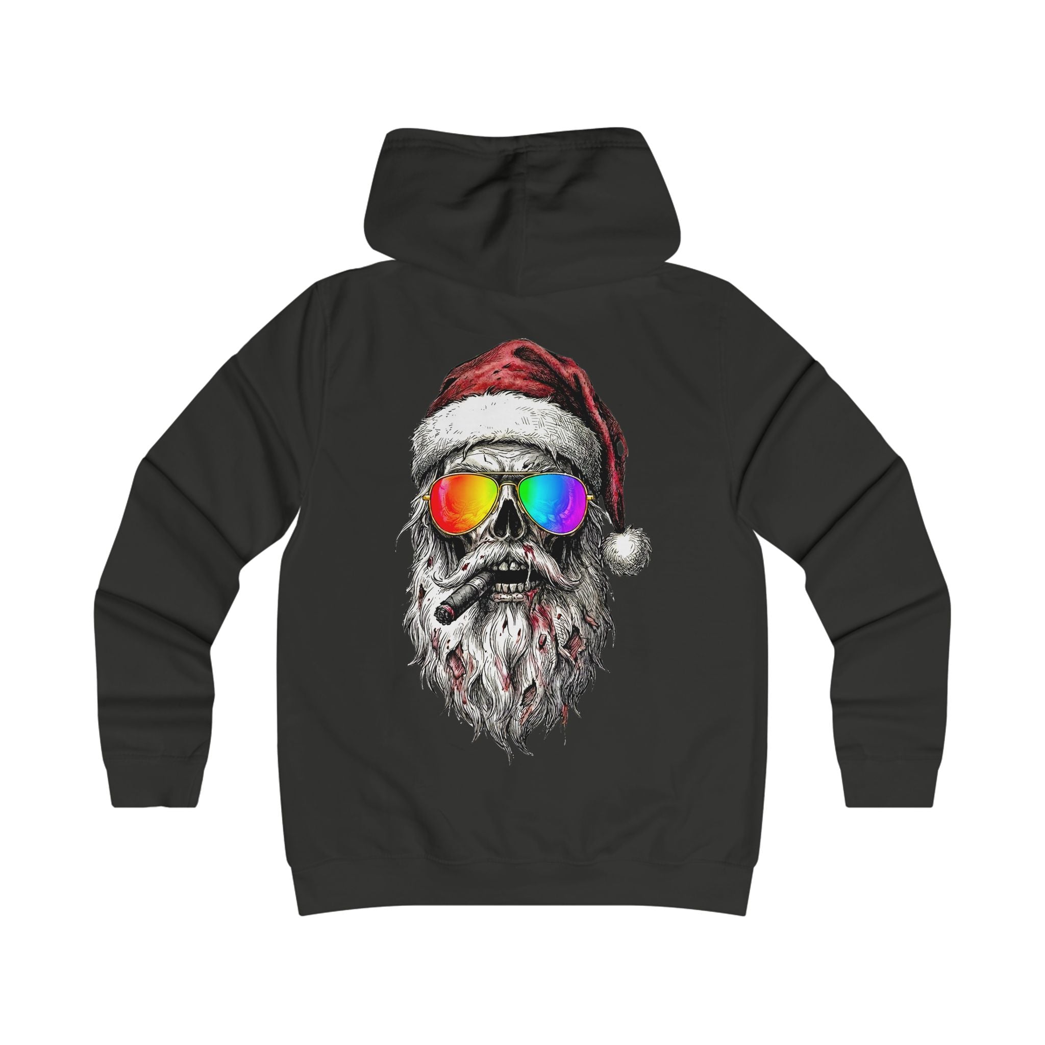 Pilot-Santa: Backprint, Womens' Hoodie, Skull Cool Retro Sunglasses Holiday Sweatshirt