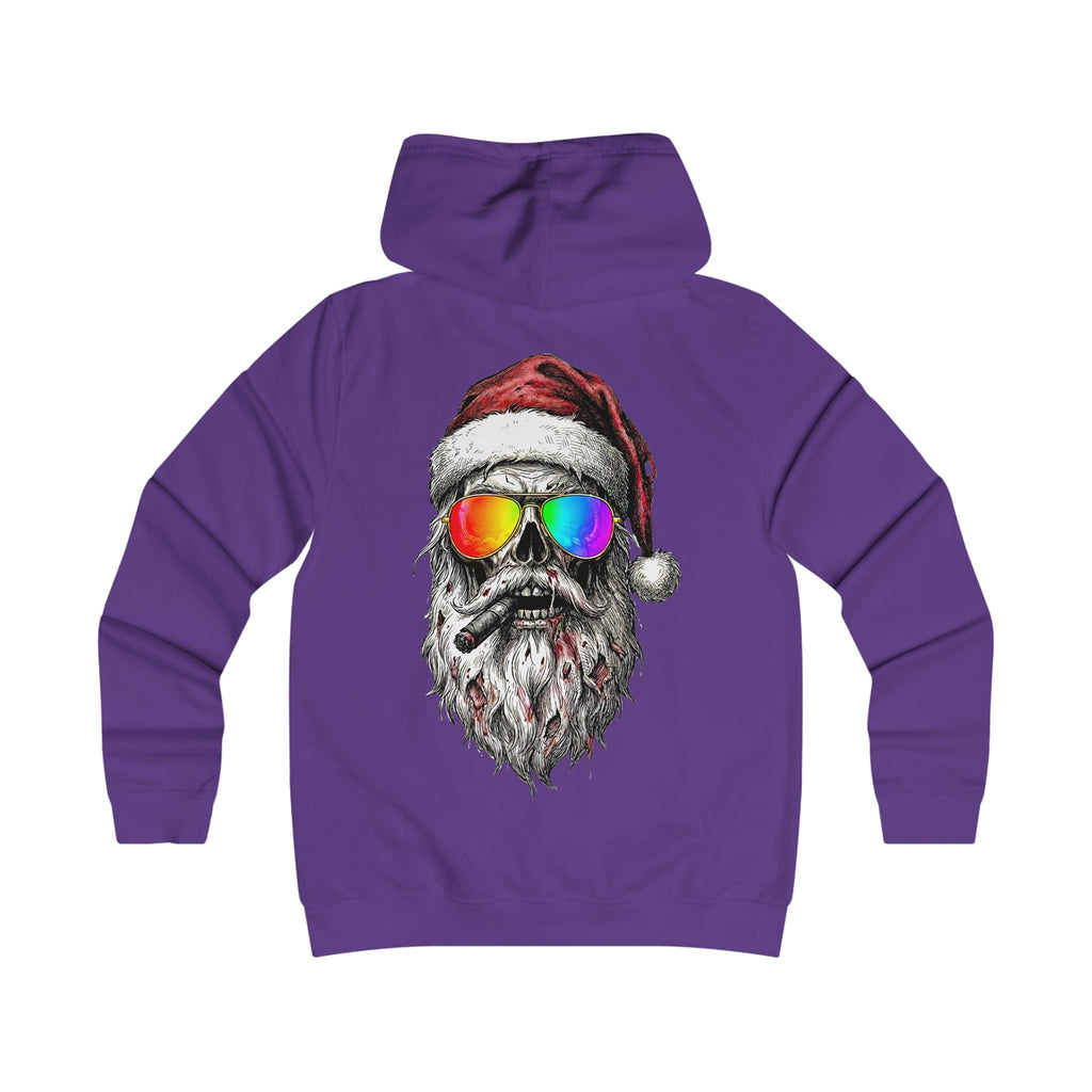 Pilot-Santa: Backprint, Womens' Hoodie, Skull Cool Retro Sunglasses Holiday Sweatshirt