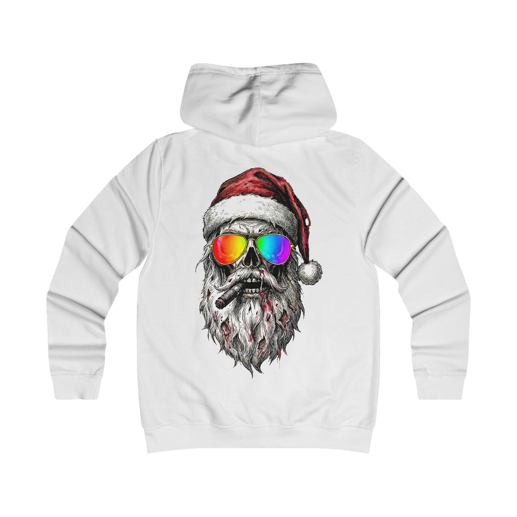 Pilot-Santa: Backprint, Womens' Hoodie, Skull Cool Retro Sunglasses Holiday Sweatshirt
