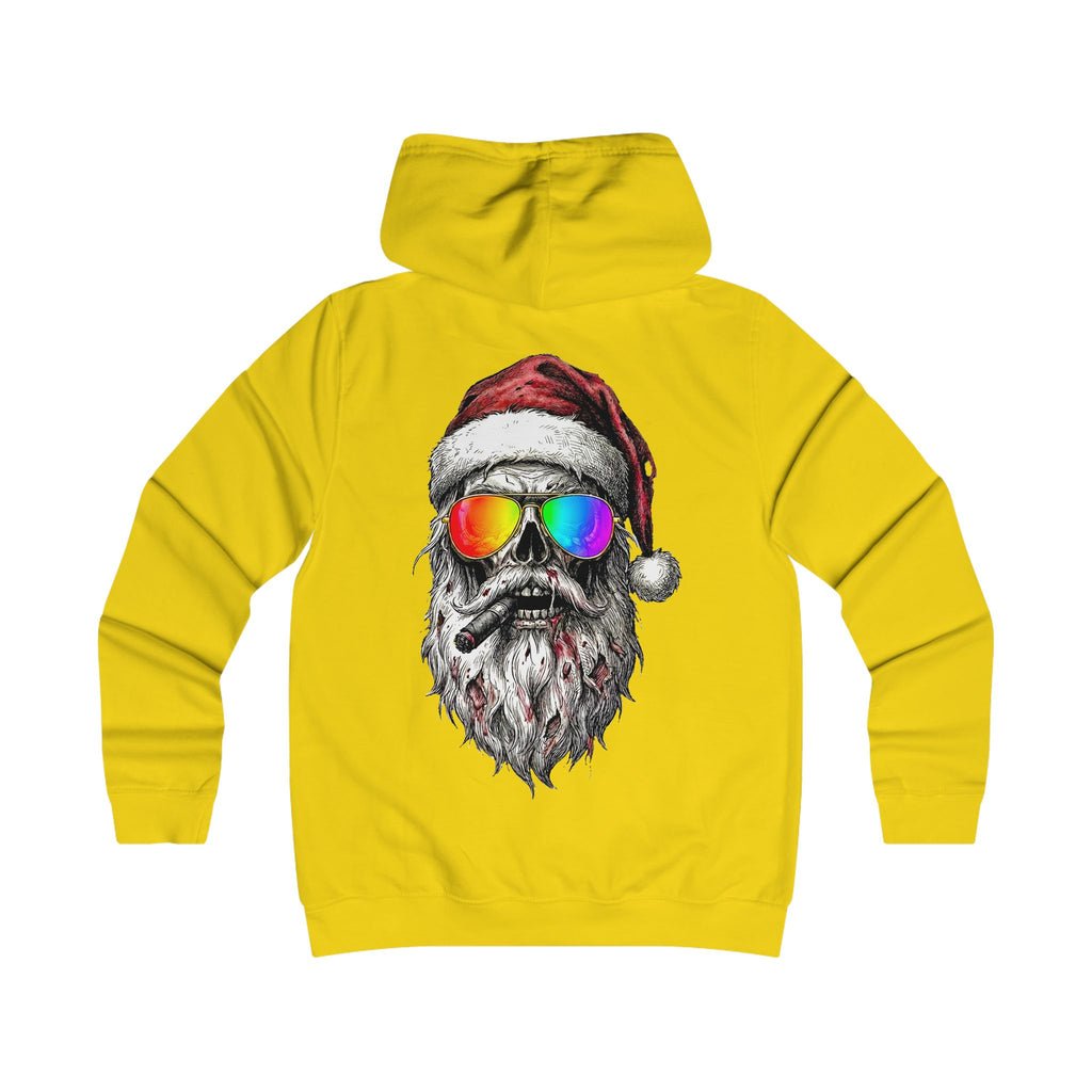 Pilot-Santa: Backprint, Womens' Hoodie, Skull Cool Retro Sunglasses Holiday Sweatshirt