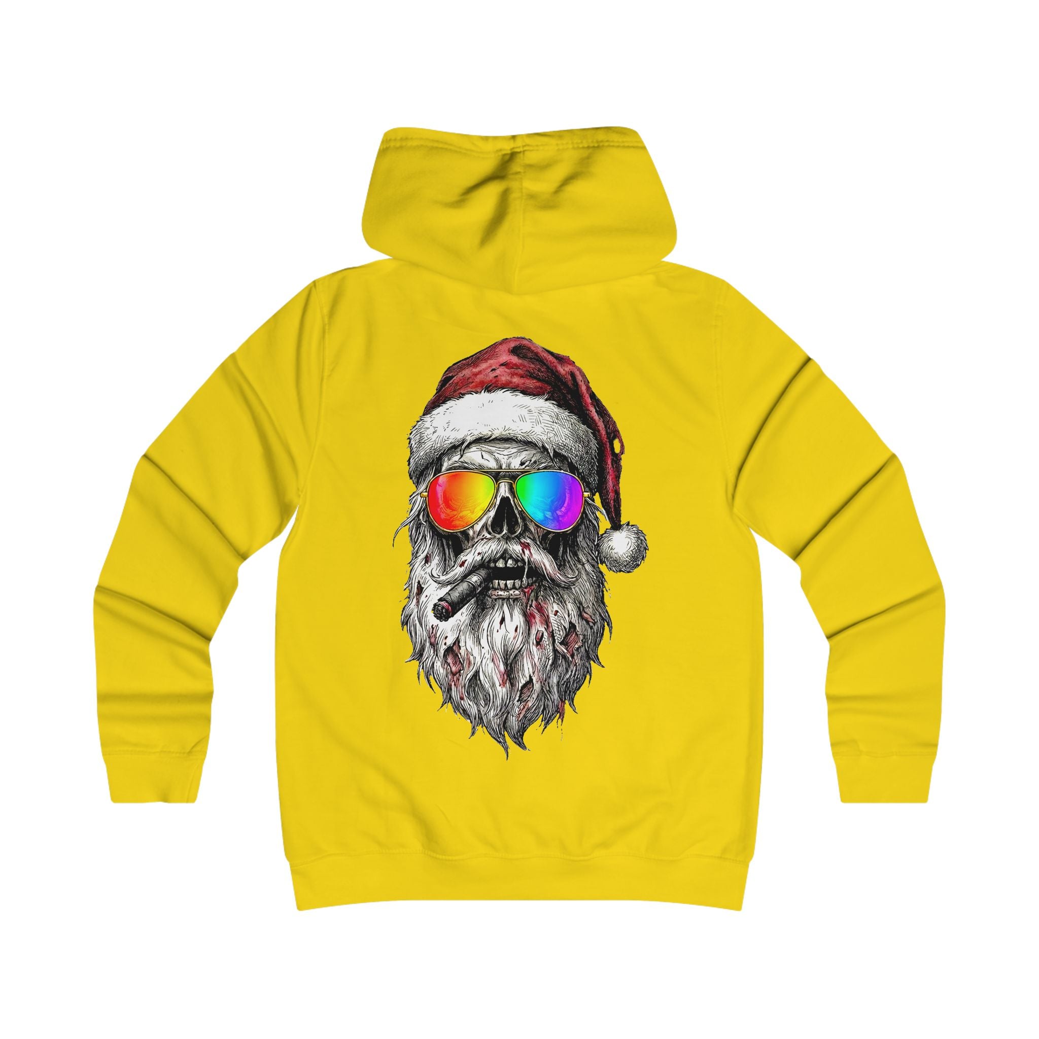Pilot-Santa: Backprint, Womens' Hoodie, Skull Cool Retro Sunglasses Holiday Sweatshirt