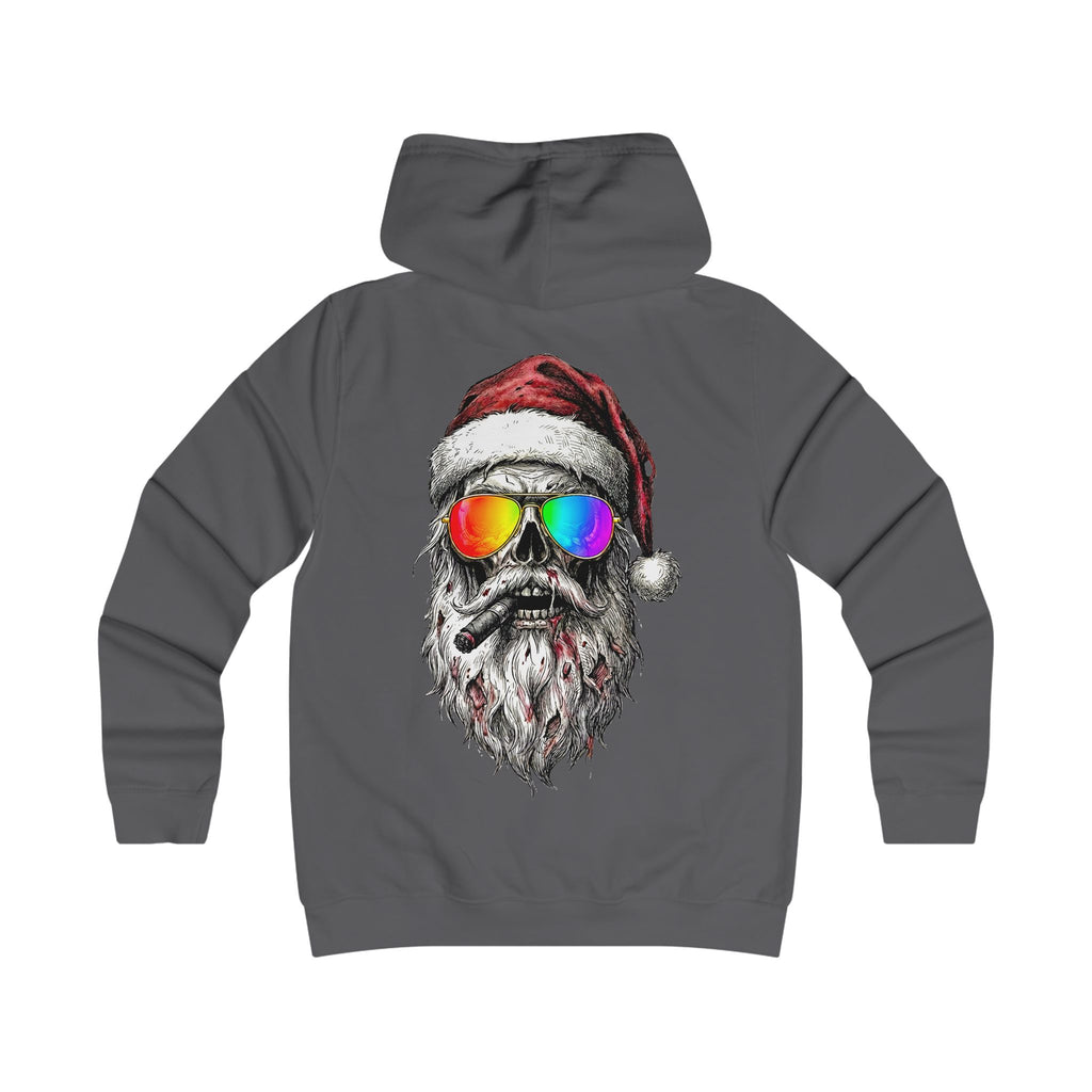 Pilot-Santa: Backprint, Womens' Hoodie, Skull Cool Retro Sunglasses Holiday Sweatshirt