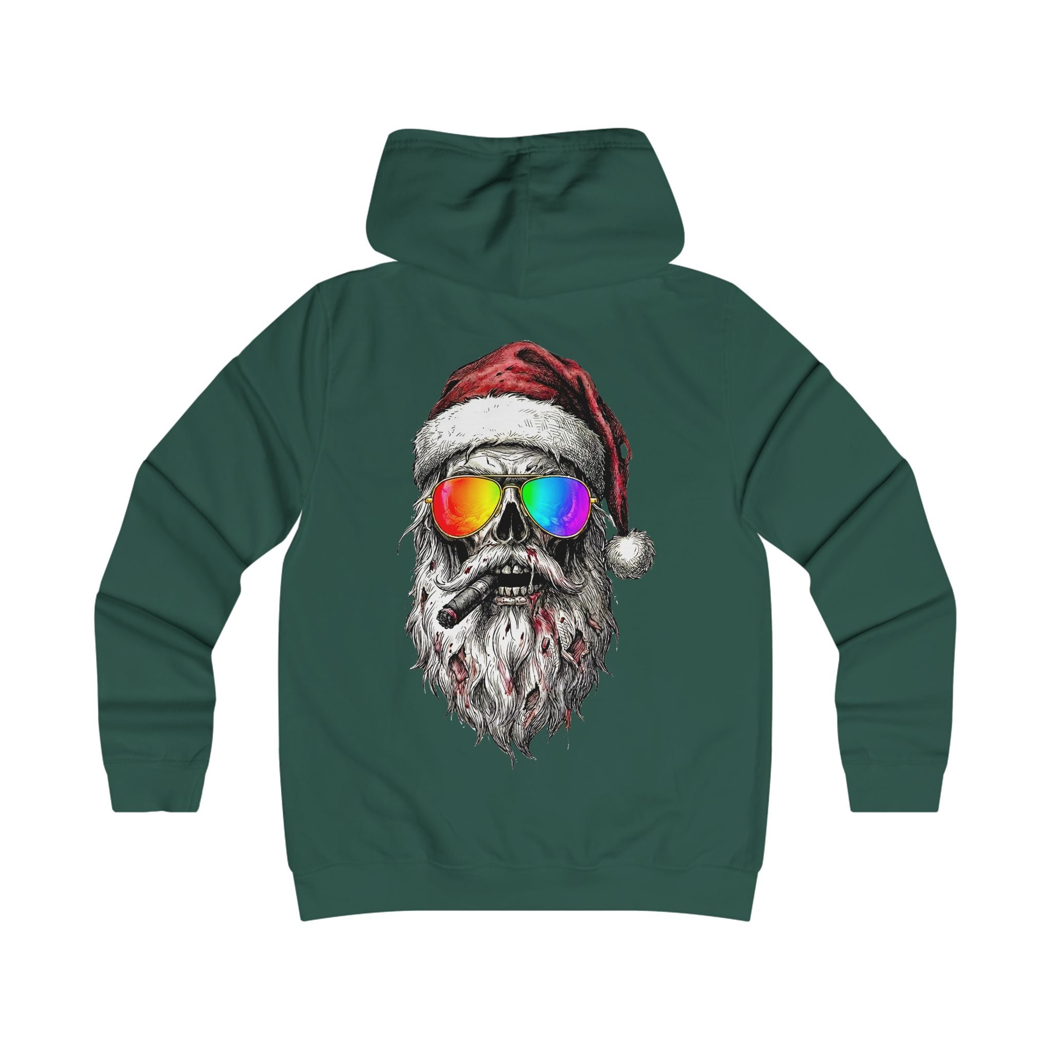 Pilot-Santa: Backprint, Womens' Hoodie, Skull Cool Retro Sunglasses Holiday Sweatshirt