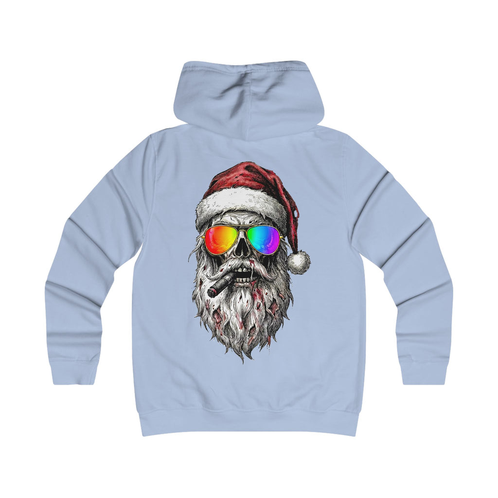 Pilot-Santa: Backprint, Womens' Hoodie, Skull Cool Retro Sunglasses Holiday Sweatshirt