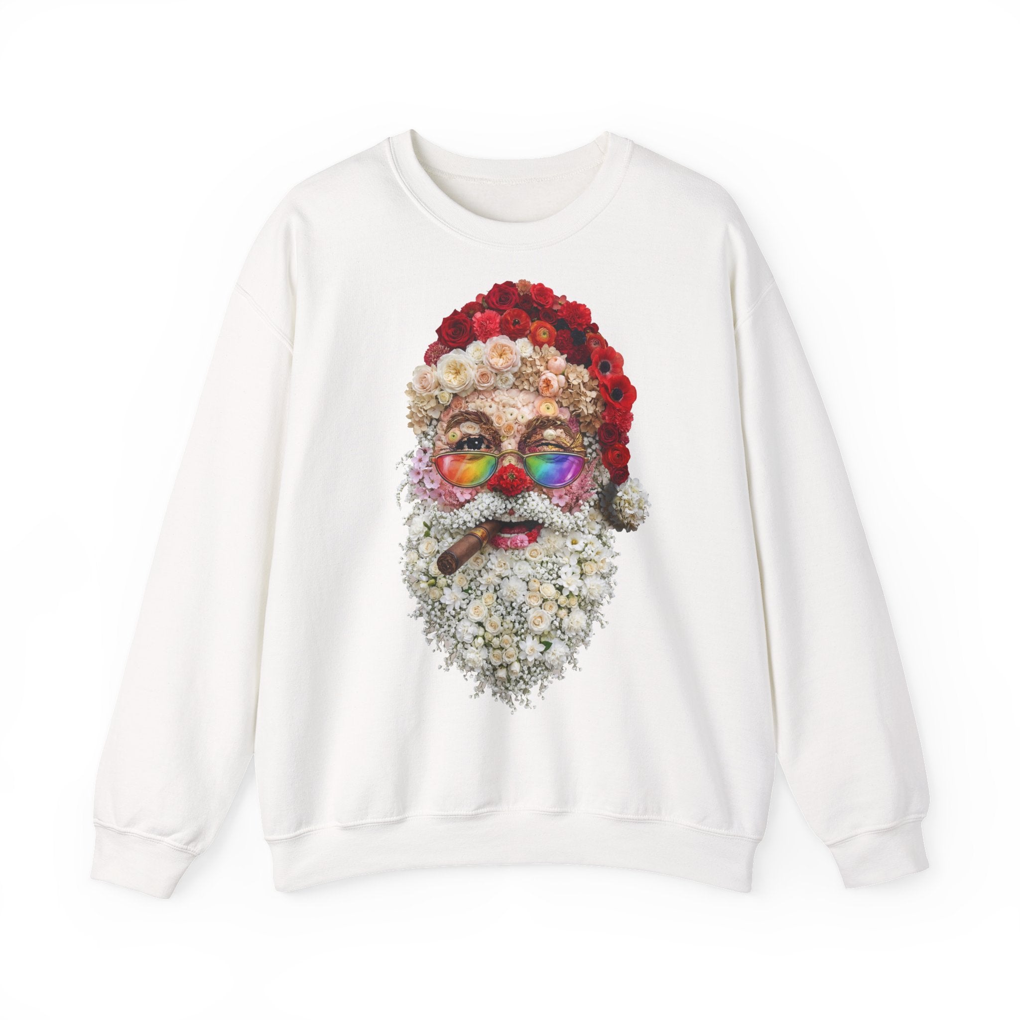 Blumen-Santa: Frontprint, Unisex Sweatshirt - Colorful Rainbow Glasses Floral