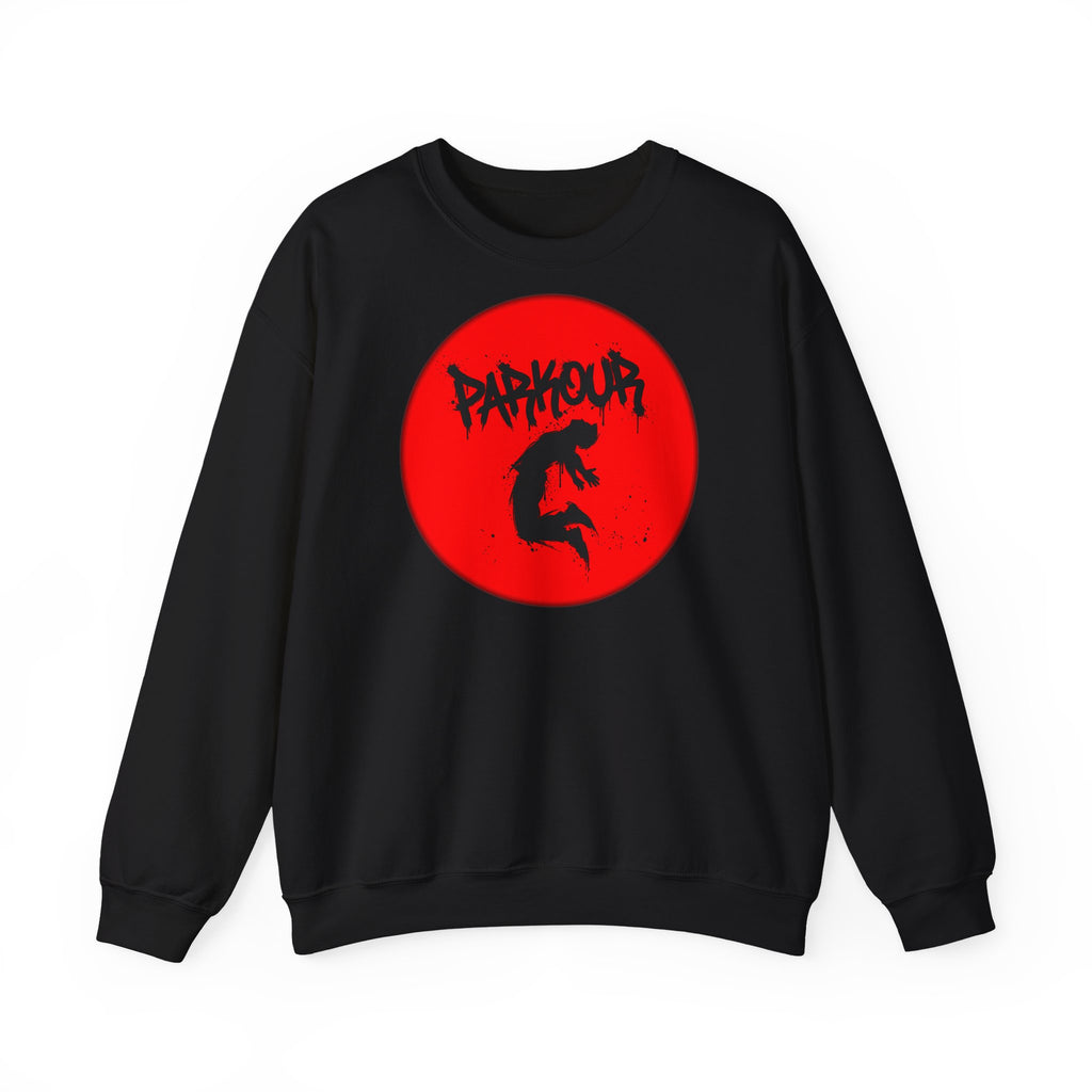Parkour A: Frontprint, Unisex Sweatshirt - Urban Stunt Silhouette Crewneck