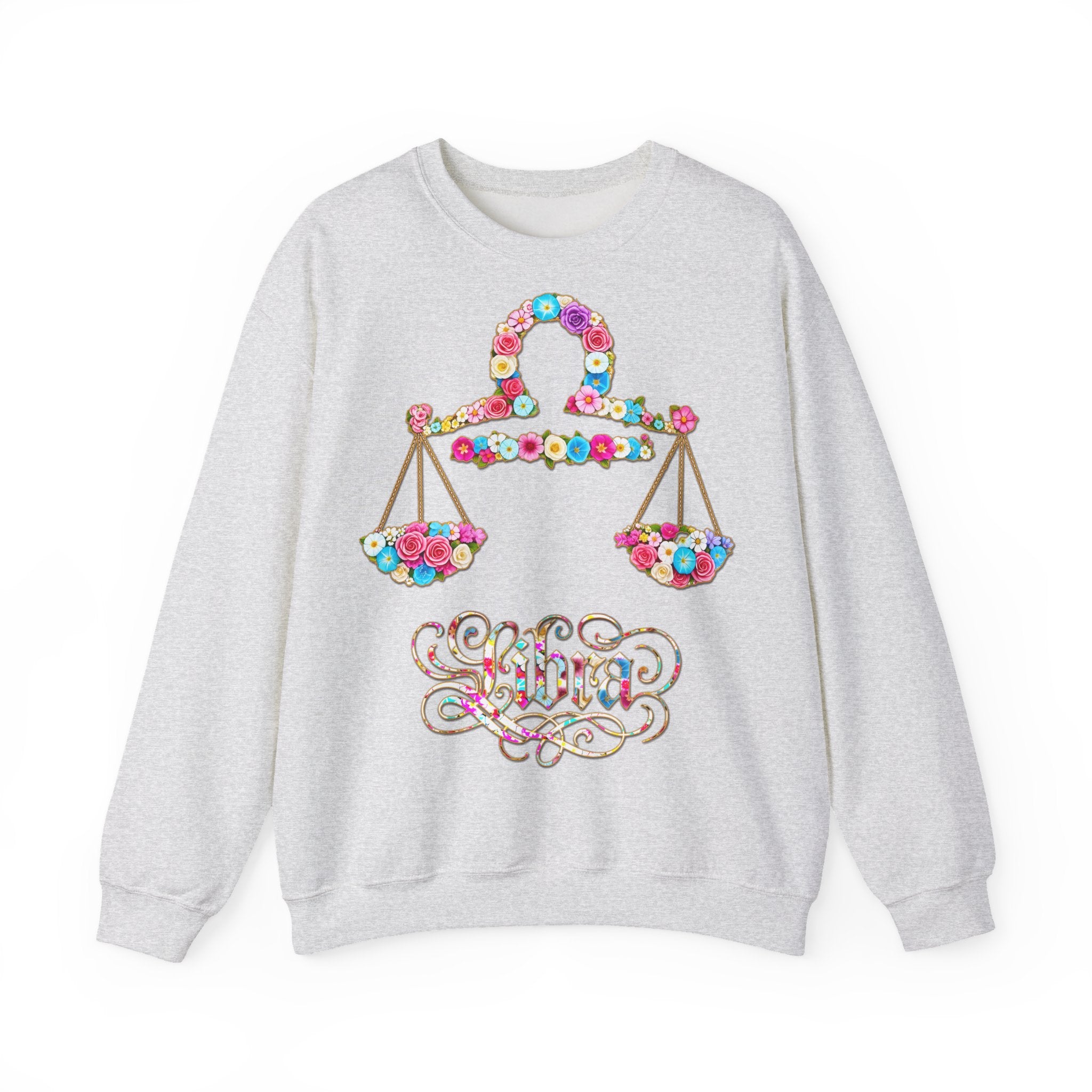 Waage: Frontprint, Unisex Sweatshirt, florales Sternzeichen, Zodiac Astrologie (Libra)