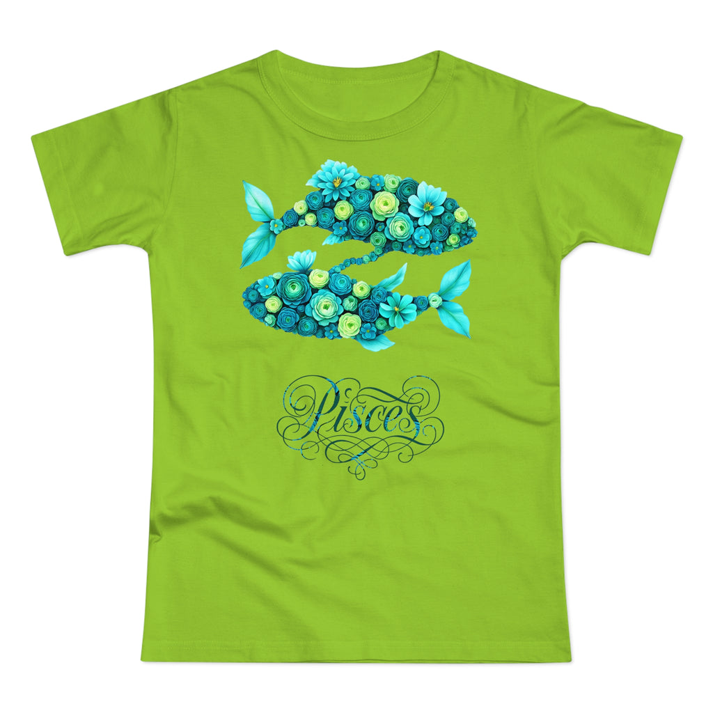 Fische: Frontprint, Womens' T-Shirt, florales Sternzeichen, Zodiac Astrologie (Pisces)