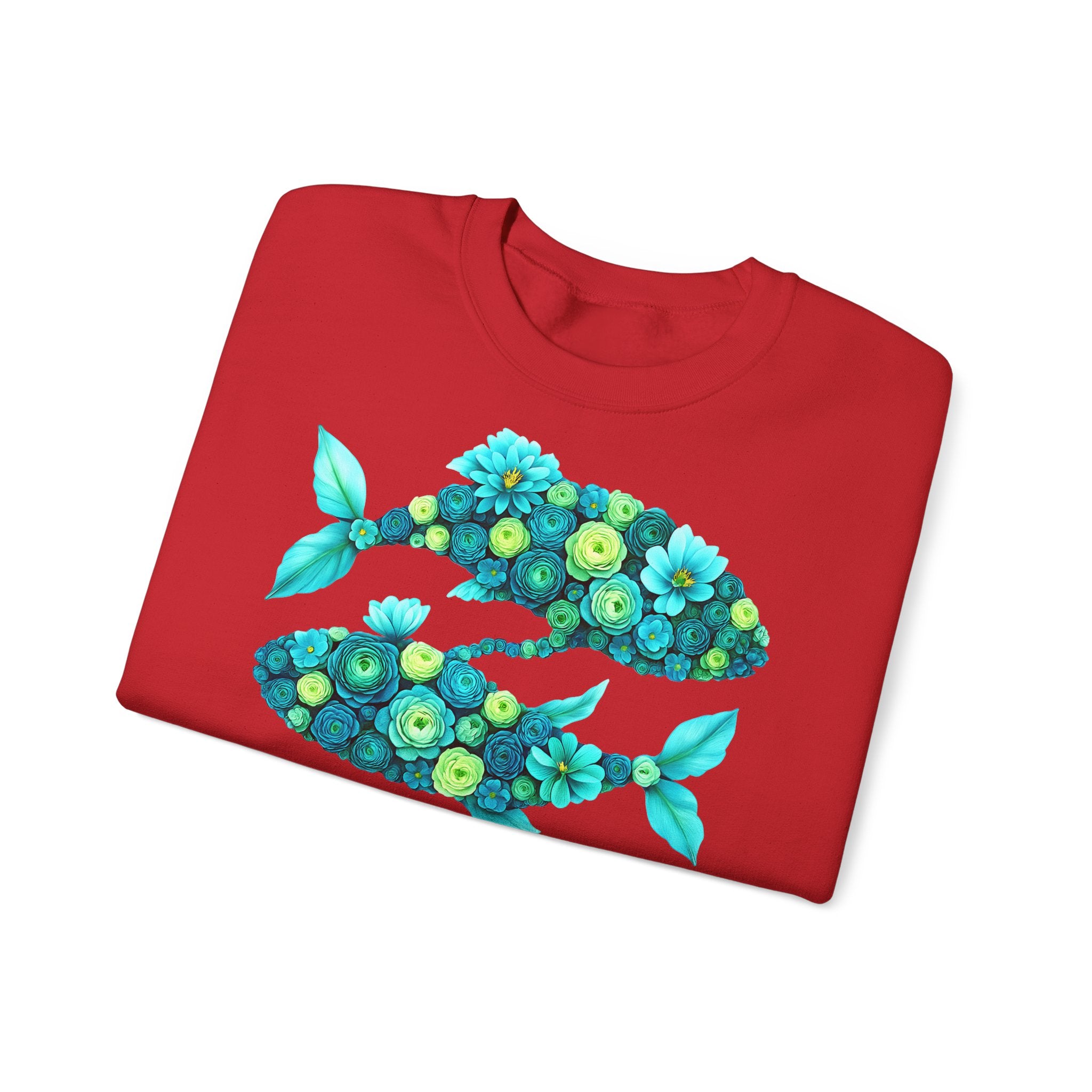 Fische: Frontprint, Unisex Sweatshirt, florales Sternzeichen, Zodiac Astrologie (Pisces)