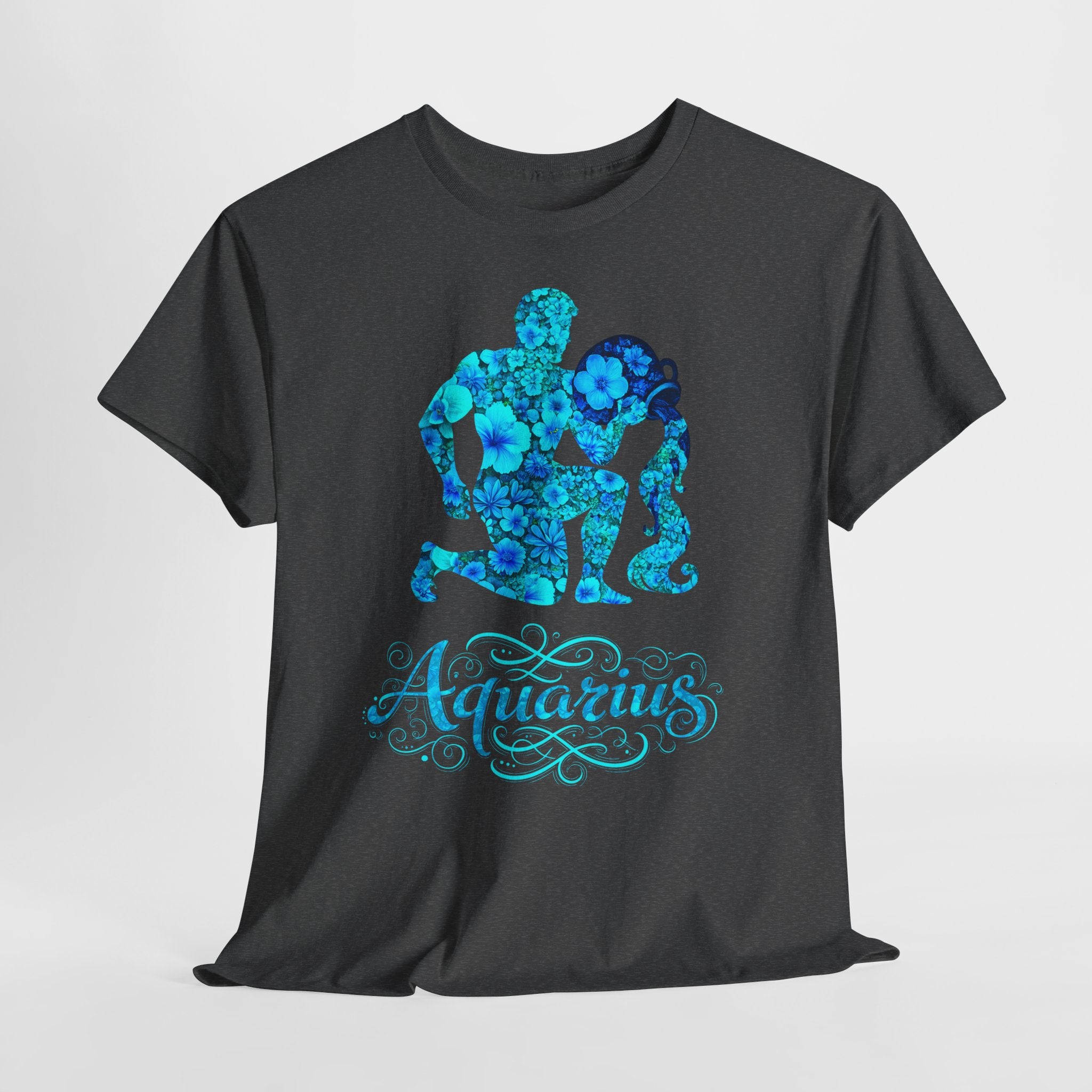 Wassermann: Frontprint, Unisex T-Shirt - Florales Sternzeichen Astrologie (Aquarius)