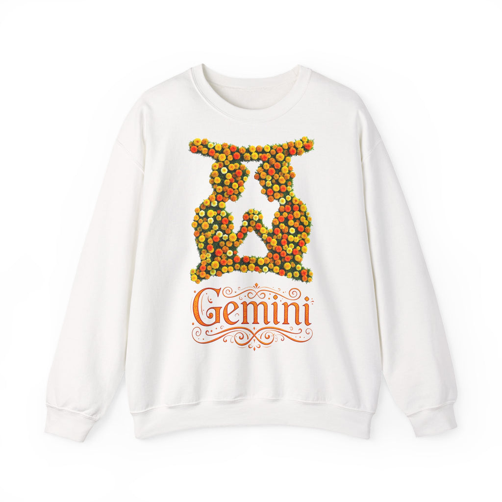 Zwilling: Frontprint, Unisex Sweatshirt, florales Sternzeichen, Zodiac Astrologie (Gemini)